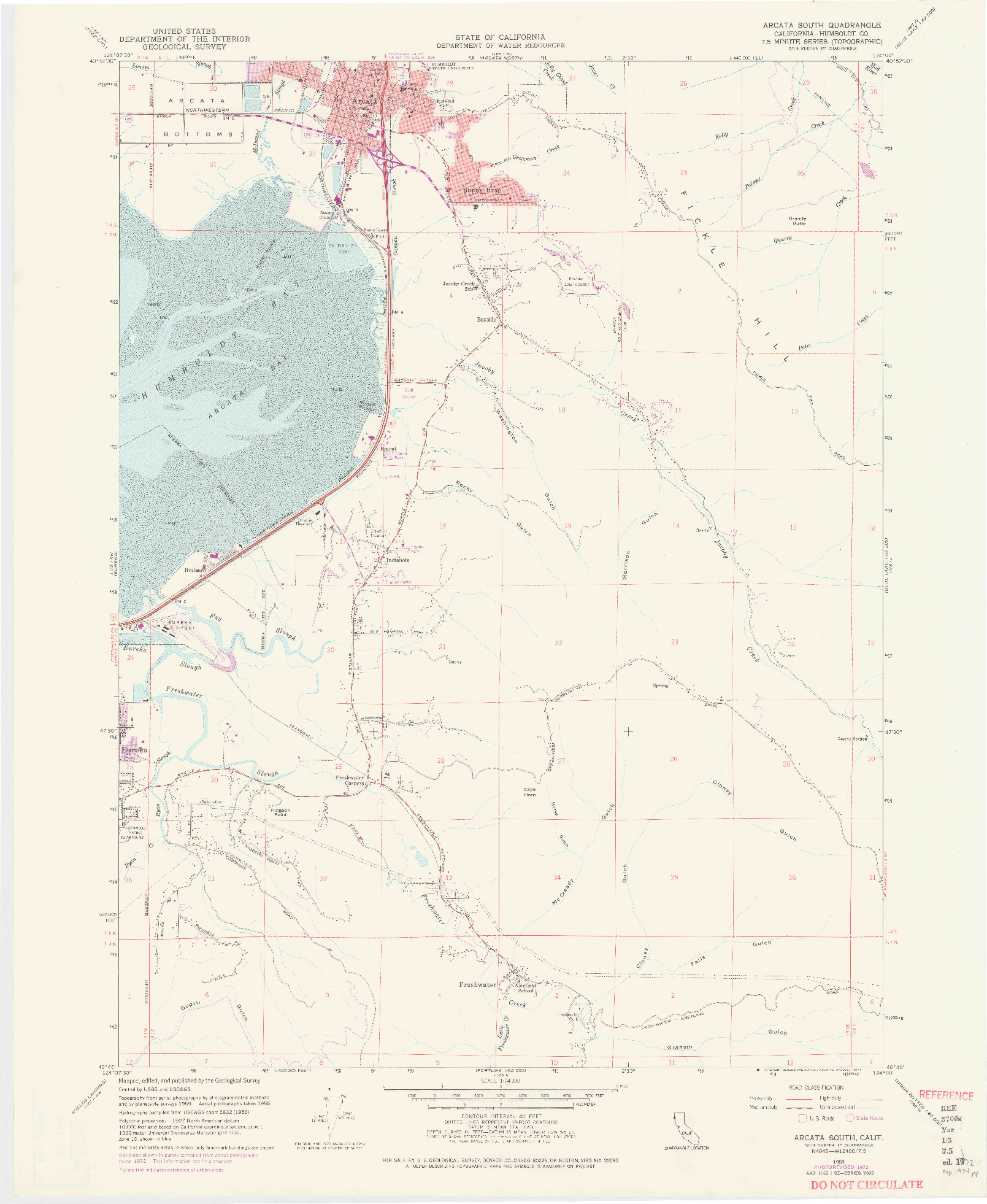 USGS 1:24000-SCALE QUADRANGLE FOR ARCATA SOUTH, CA 1959