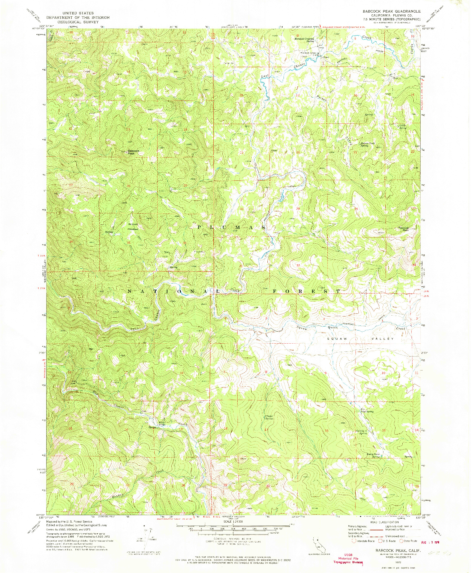 USGS 1:24000-SCALE QUADRANGLE FOR BABCOCK PEAK, CA 1972