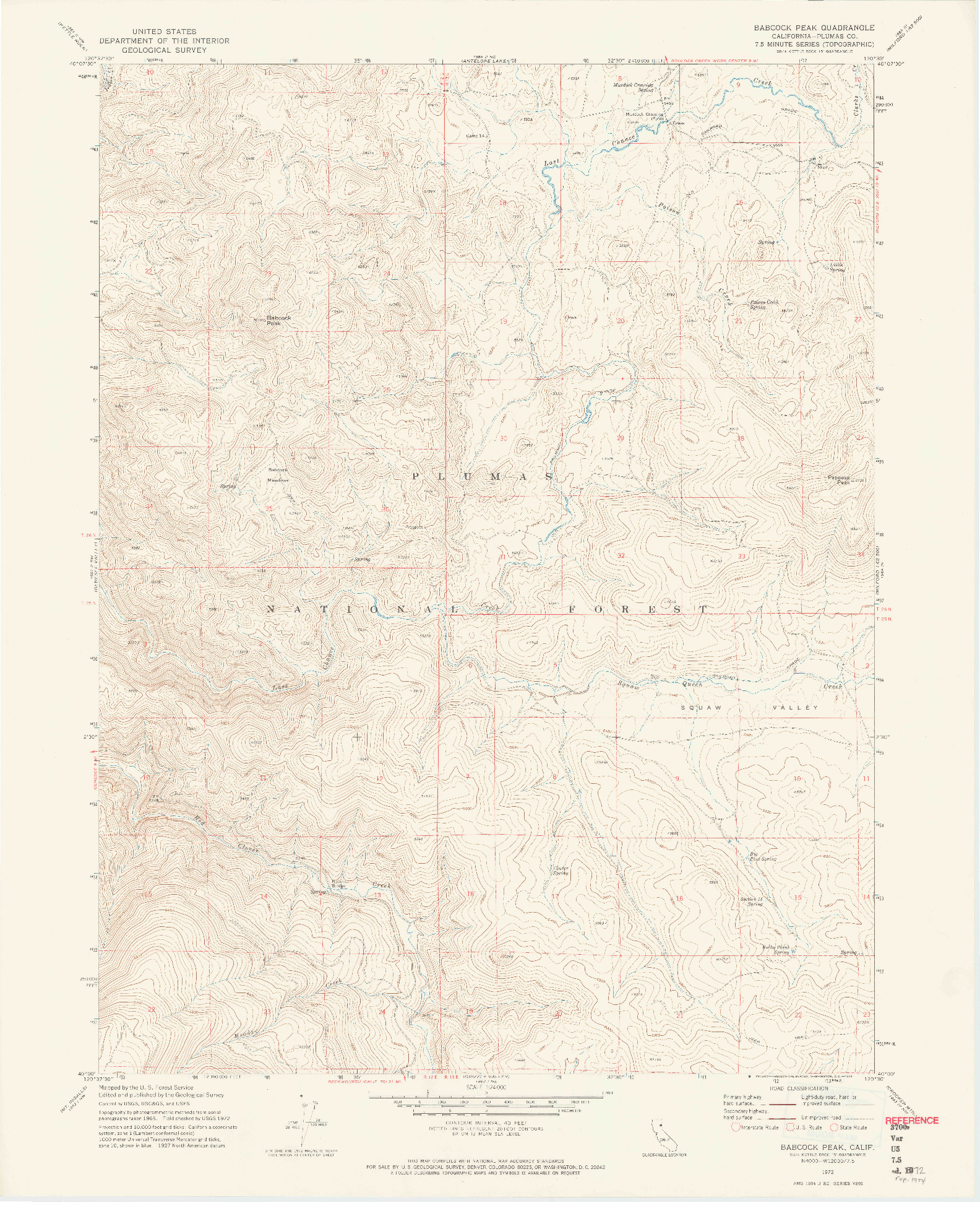 USGS 1:24000-SCALE QUADRANGLE FOR BABCOCK PEAK, CA 1972
