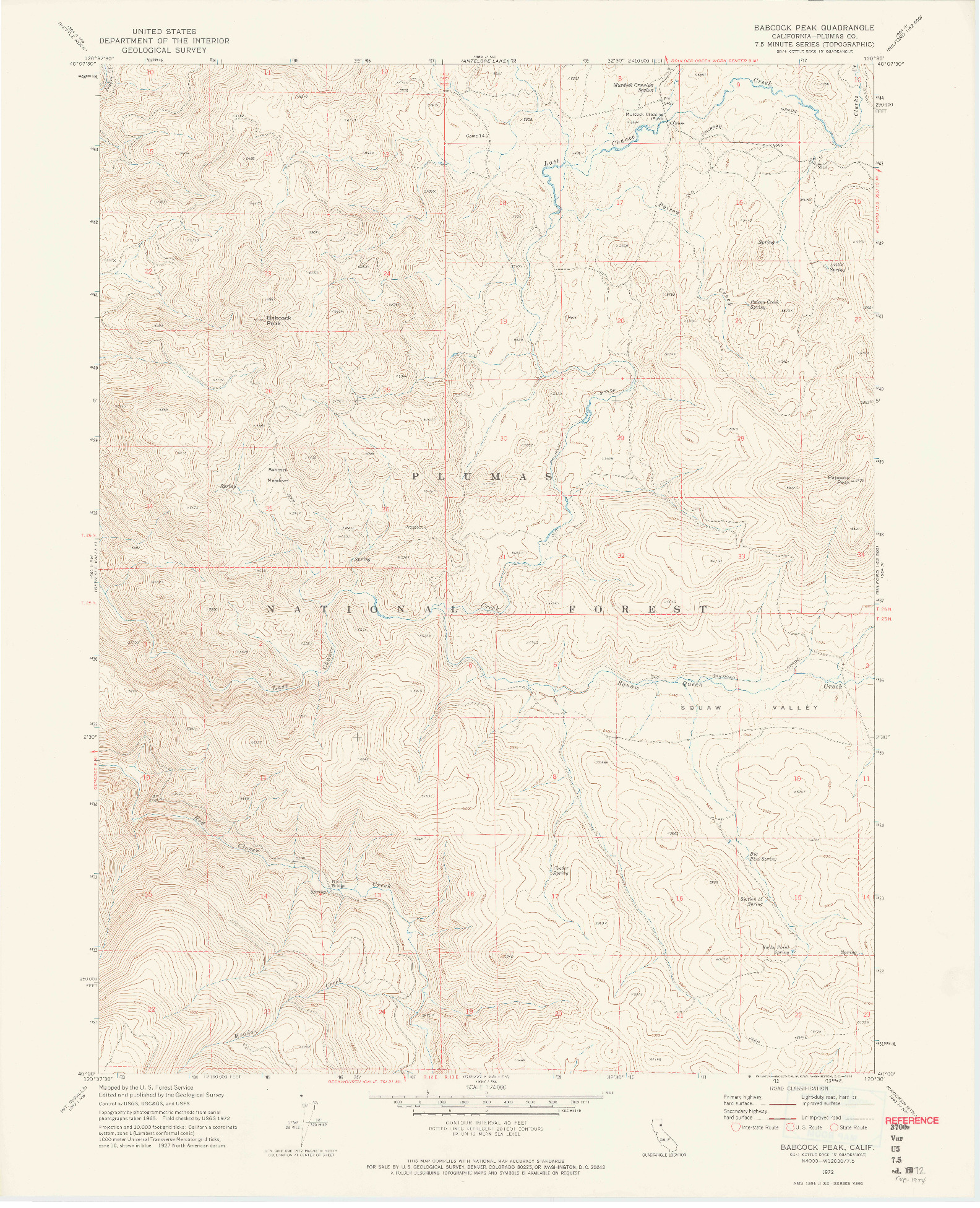 USGS 1:24000-SCALE QUADRANGLE FOR BABCOCK PEAK, CA 1972