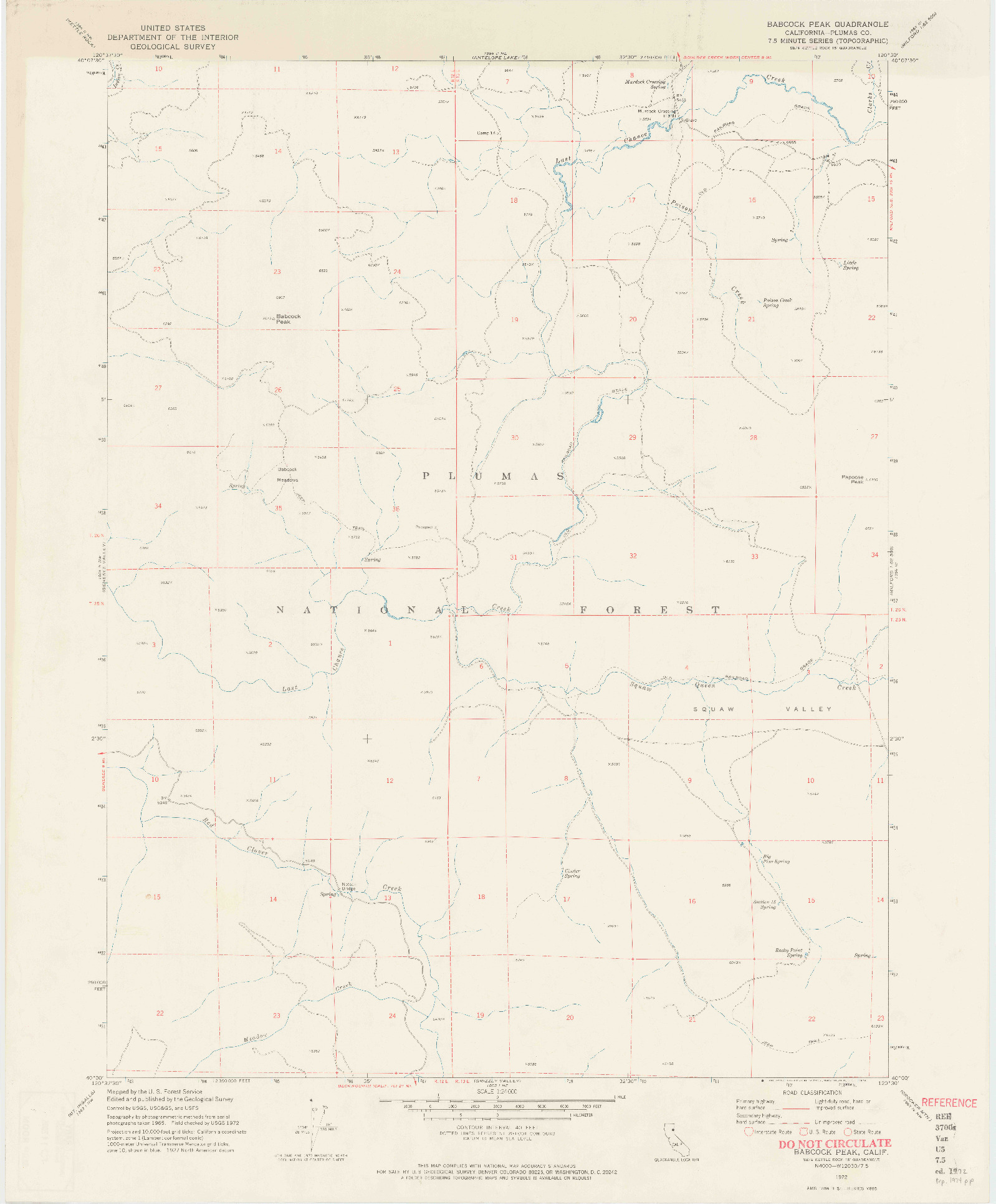 USGS 1:24000-SCALE QUADRANGLE FOR BABCOCK PEAK, CA 1972