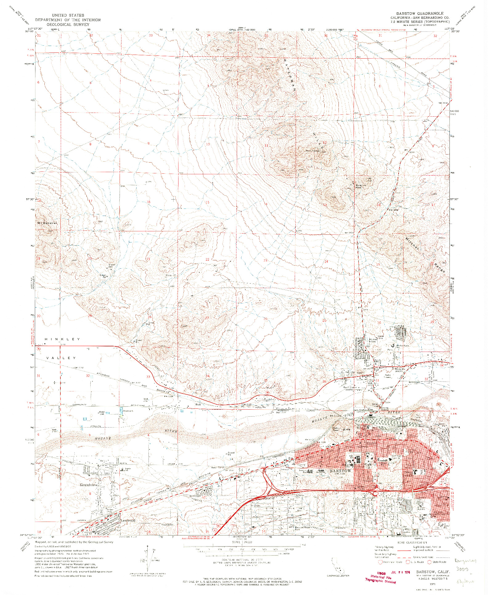 USGS 1:24000-SCALE QUADRANGLE FOR BARSTOW, CA 1971