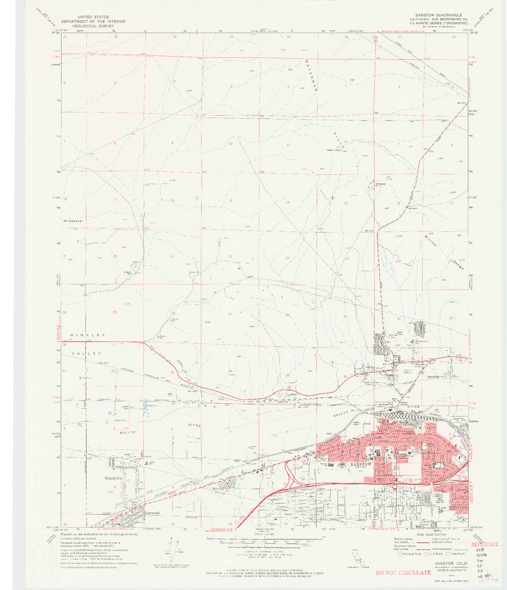 USGS 1:24000-SCALE QUADRANGLE FOR BARSTOW, CA 1971