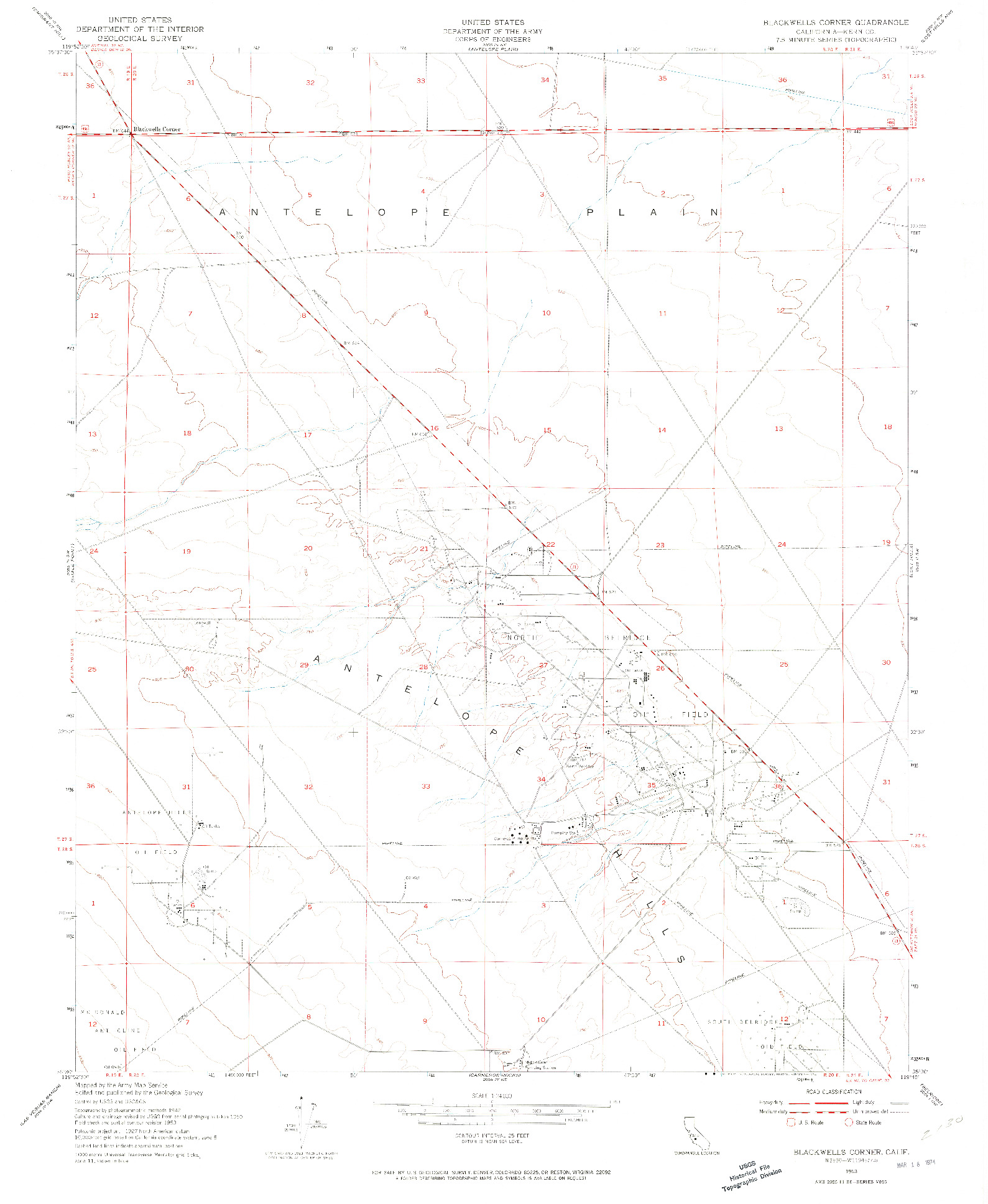 USGS 1:24000-SCALE QUADRANGLE FOR BLACKWELLS CORNER, CA 1953