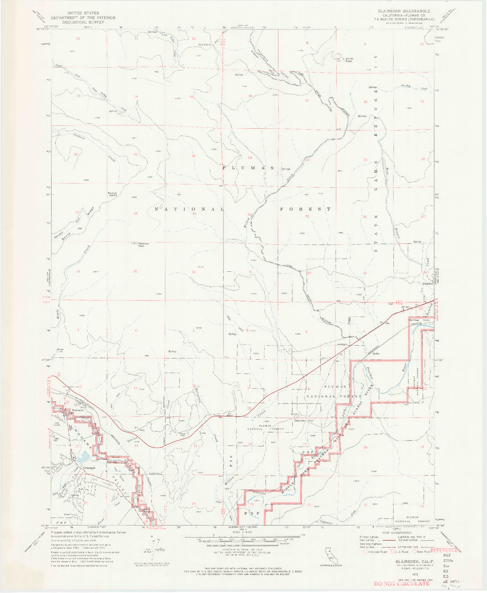 USGS 1:24000-SCALE QUADRANGLE FOR BLAIRSDEN, CA 1972
