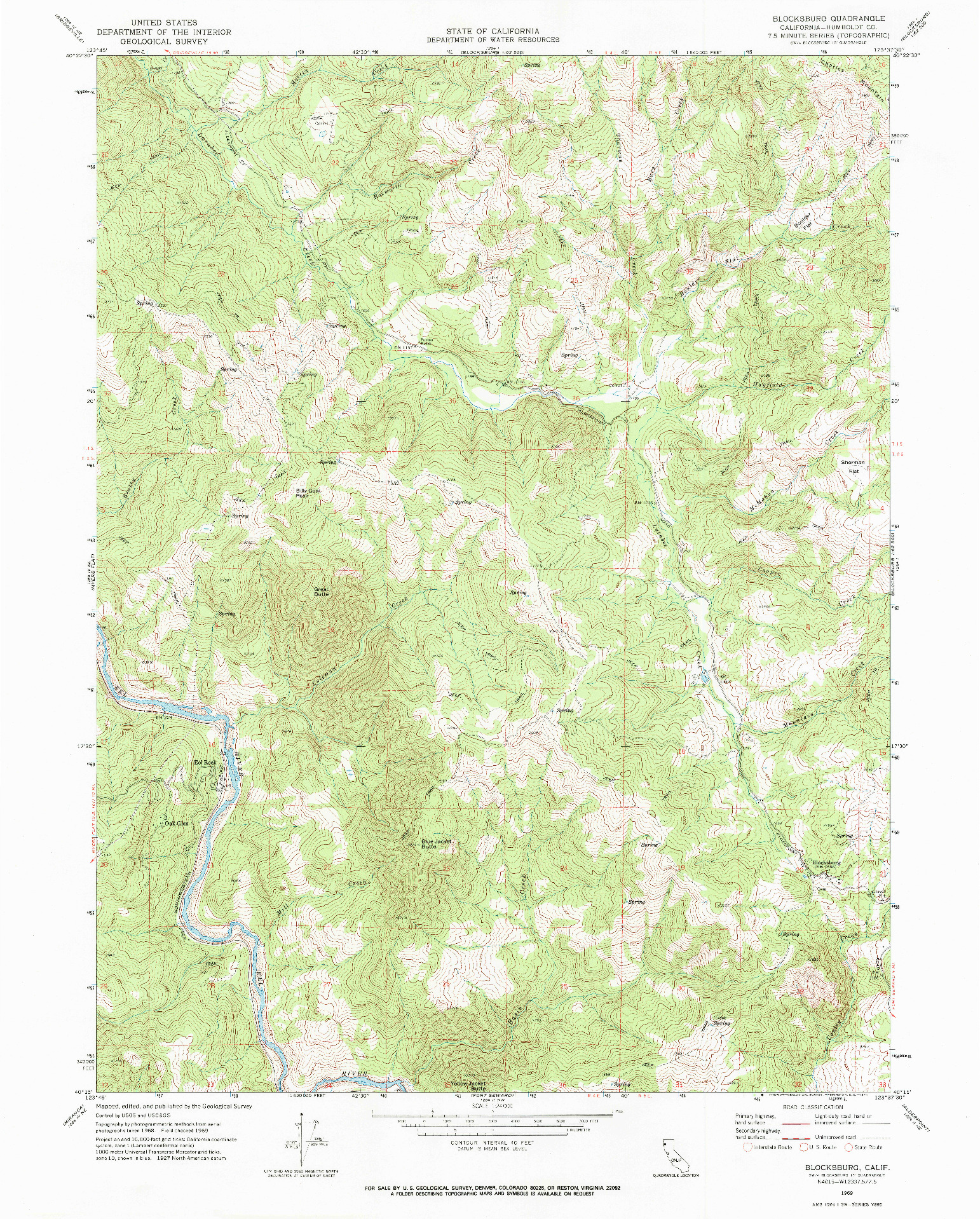 USGS 1:24000-SCALE QUADRANGLE FOR BLOCKSBURG, CA 1969