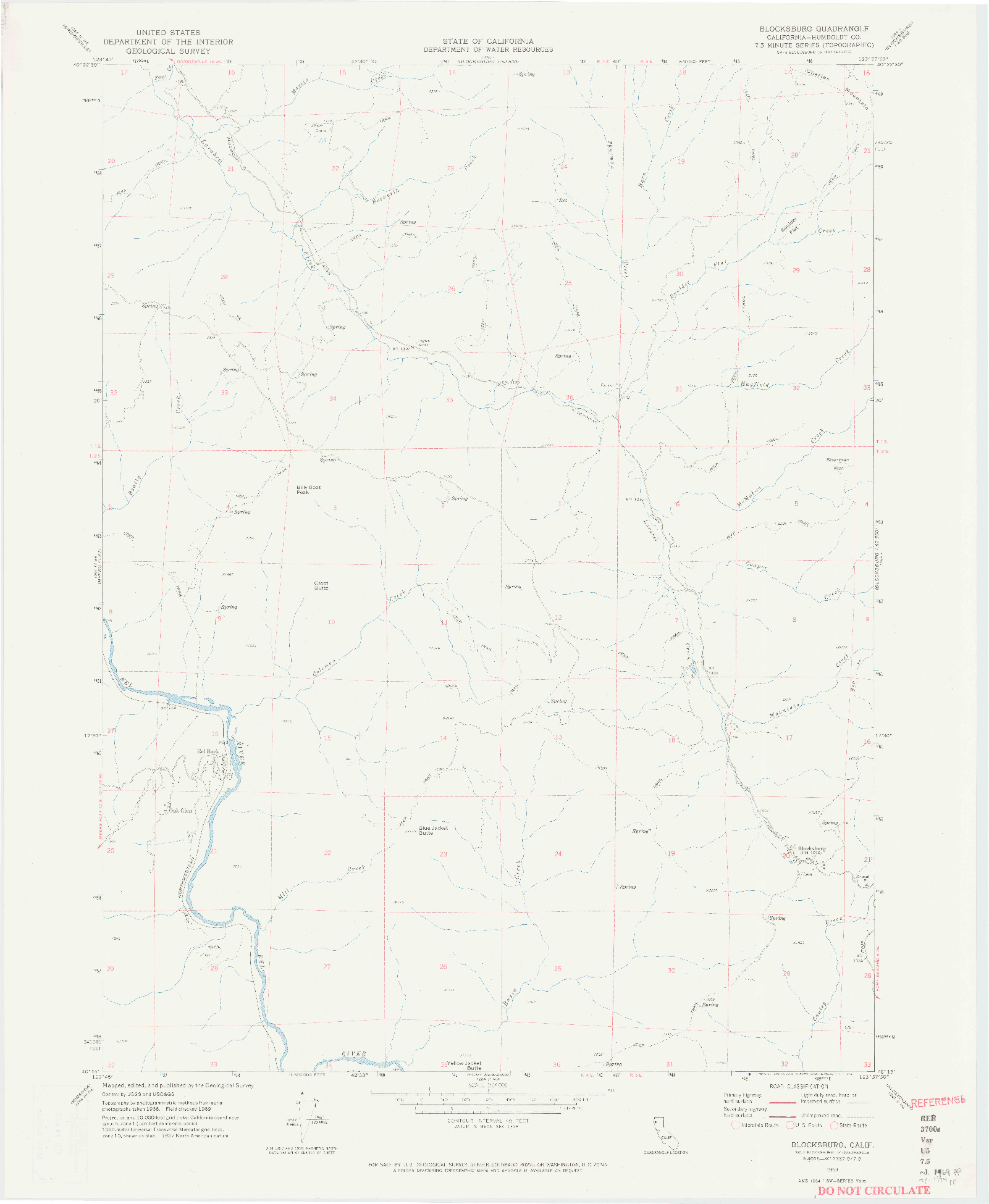 USGS 1:24000-SCALE QUADRANGLE FOR BLOCKSBURG, CA 1969