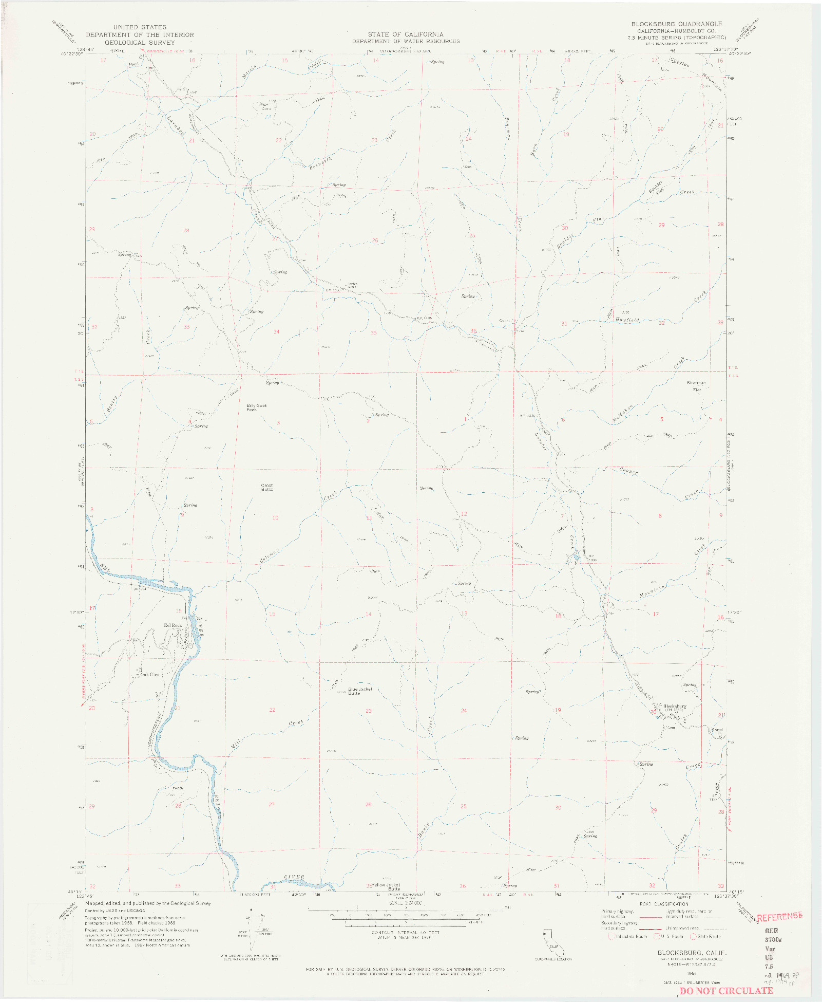 USGS 1:24000-SCALE QUADRANGLE FOR BLOCKSBURG, CA 1969
