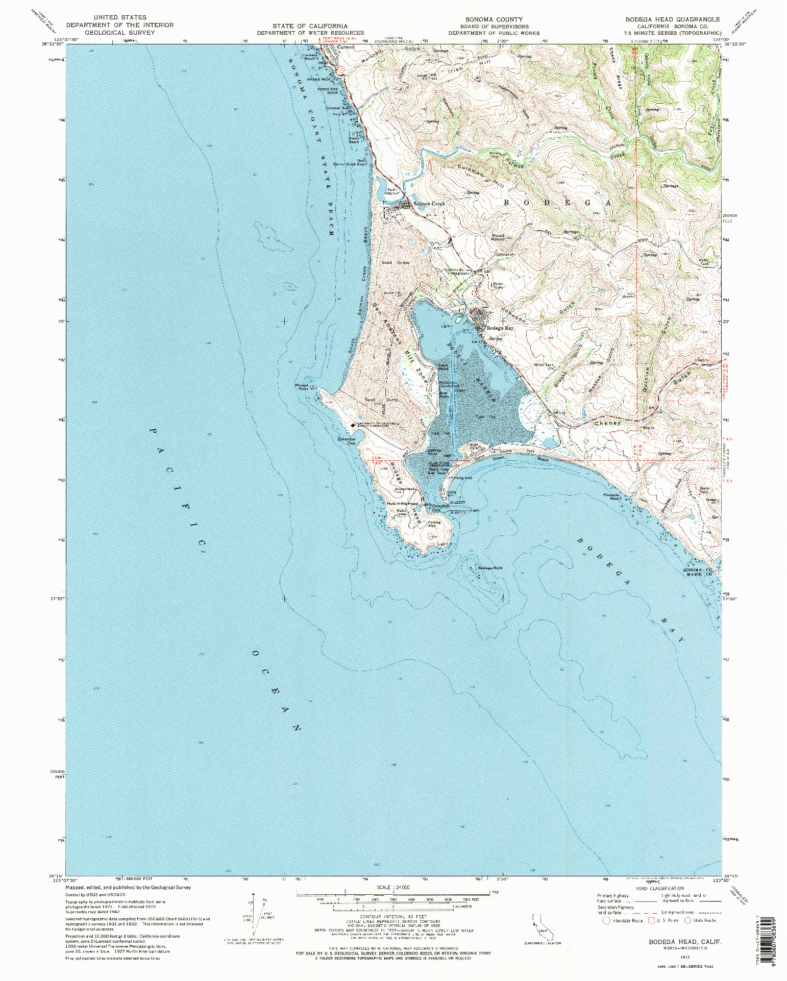 USGS 1:24000-SCALE QUADRANGLE FOR BODEGA HEAD, CA 1972