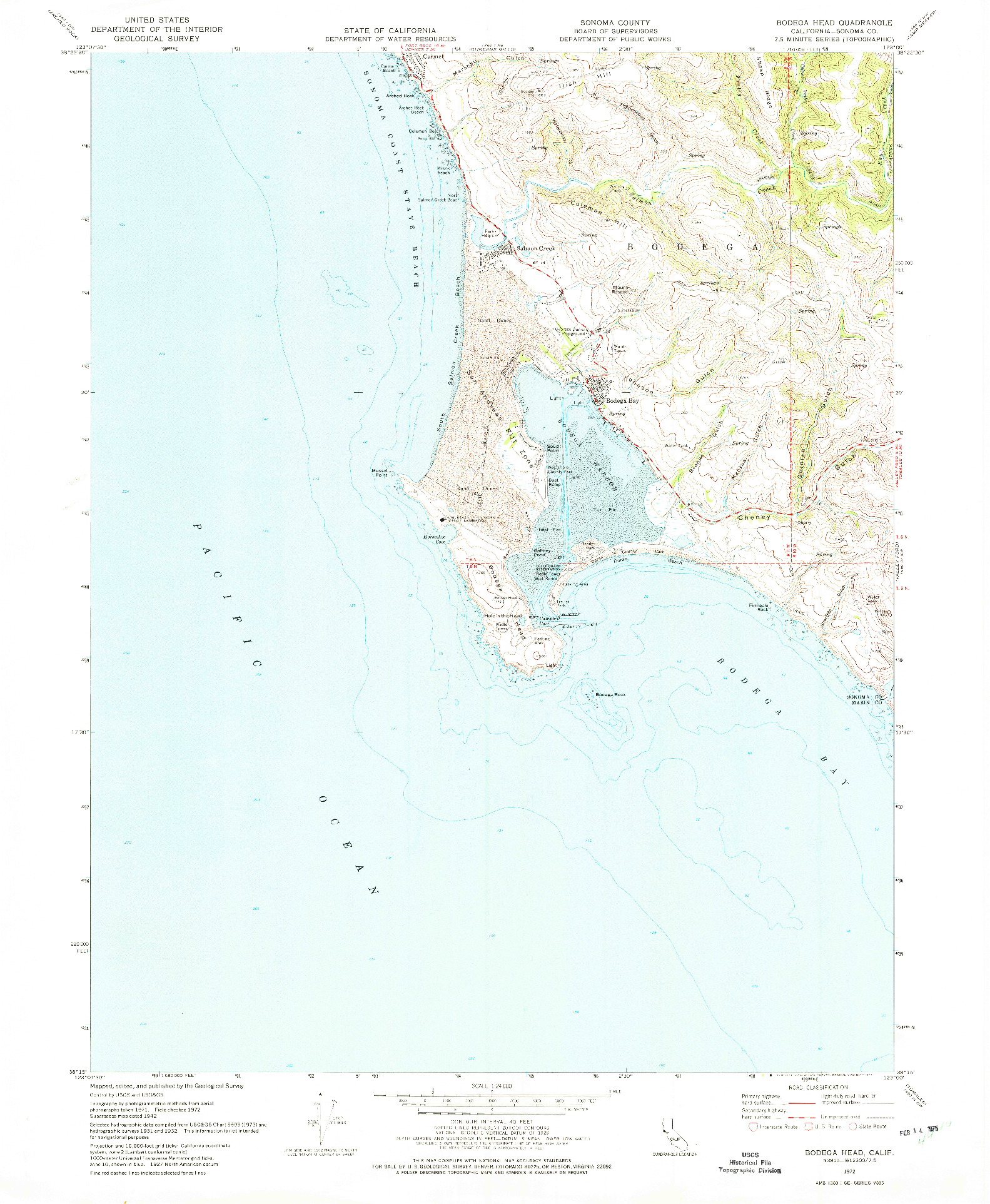 USGS 1:24000-SCALE QUADRANGLE FOR BODEGA HEAD, CA 1972
