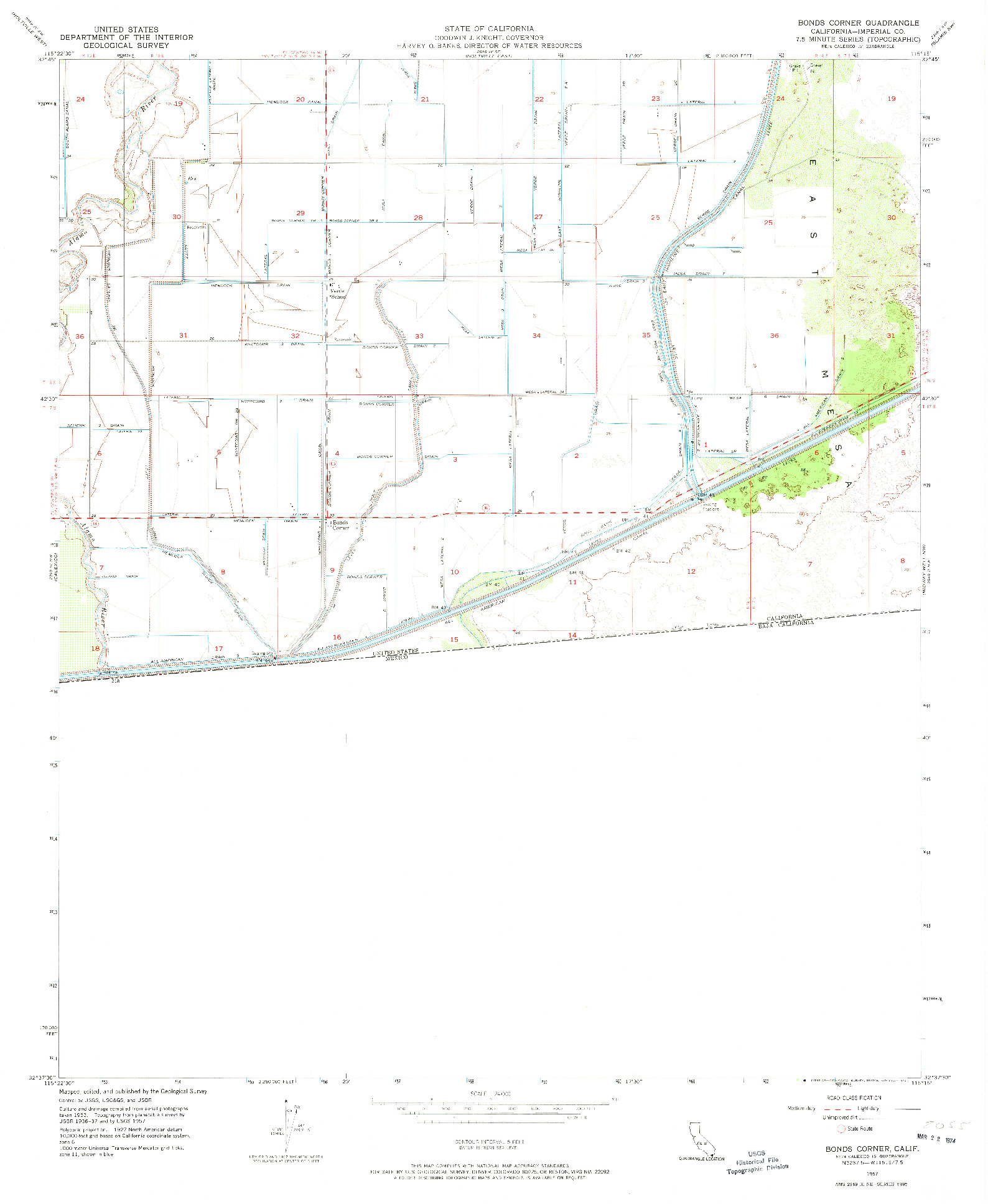 USGS 1:24000-SCALE QUADRANGLE FOR BONDS CORNER, CA 1957