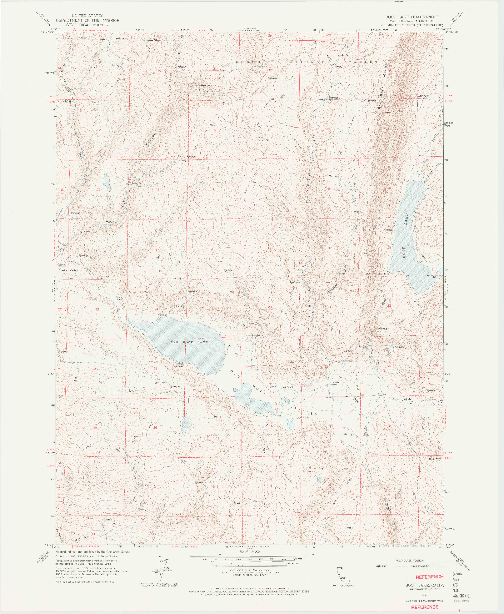 USGS 1:24000-SCALE QUADRANGLE FOR BOOT LAKE, CA 1962