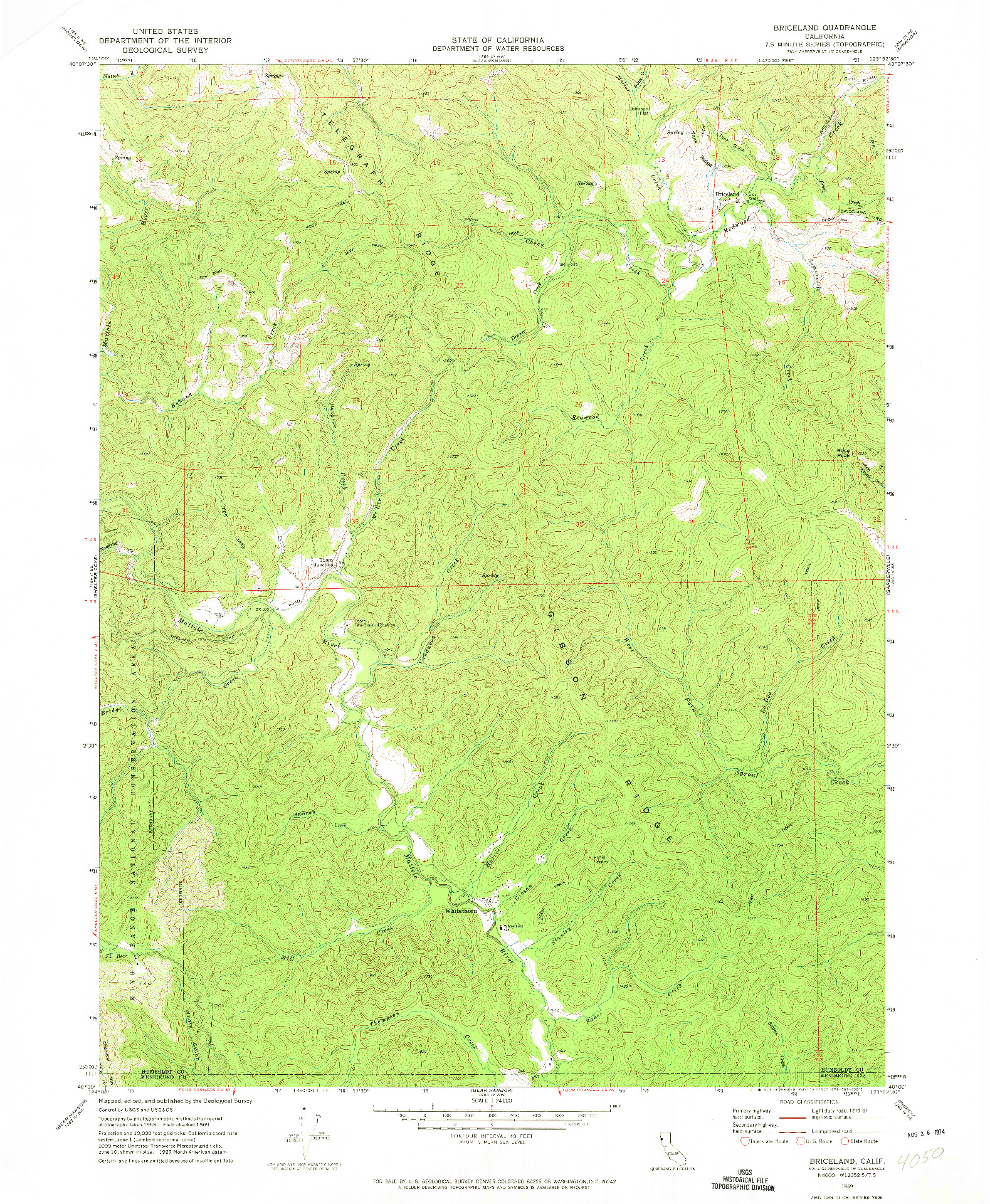 USGS 1:24000-SCALE QUADRANGLE FOR BRICELAND, CA 1969