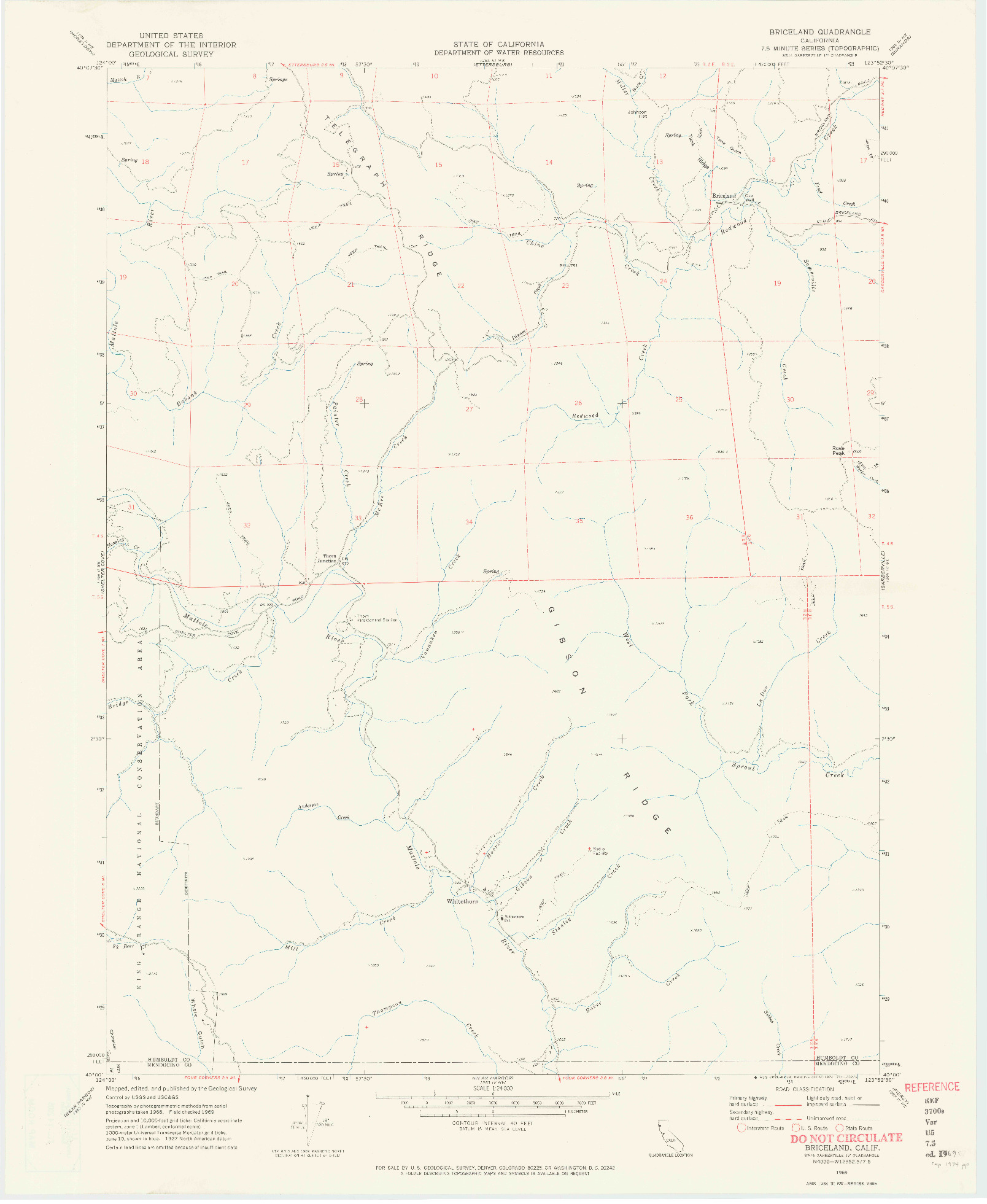 USGS 1:24000-SCALE QUADRANGLE FOR BRICELAND, CA 1969
