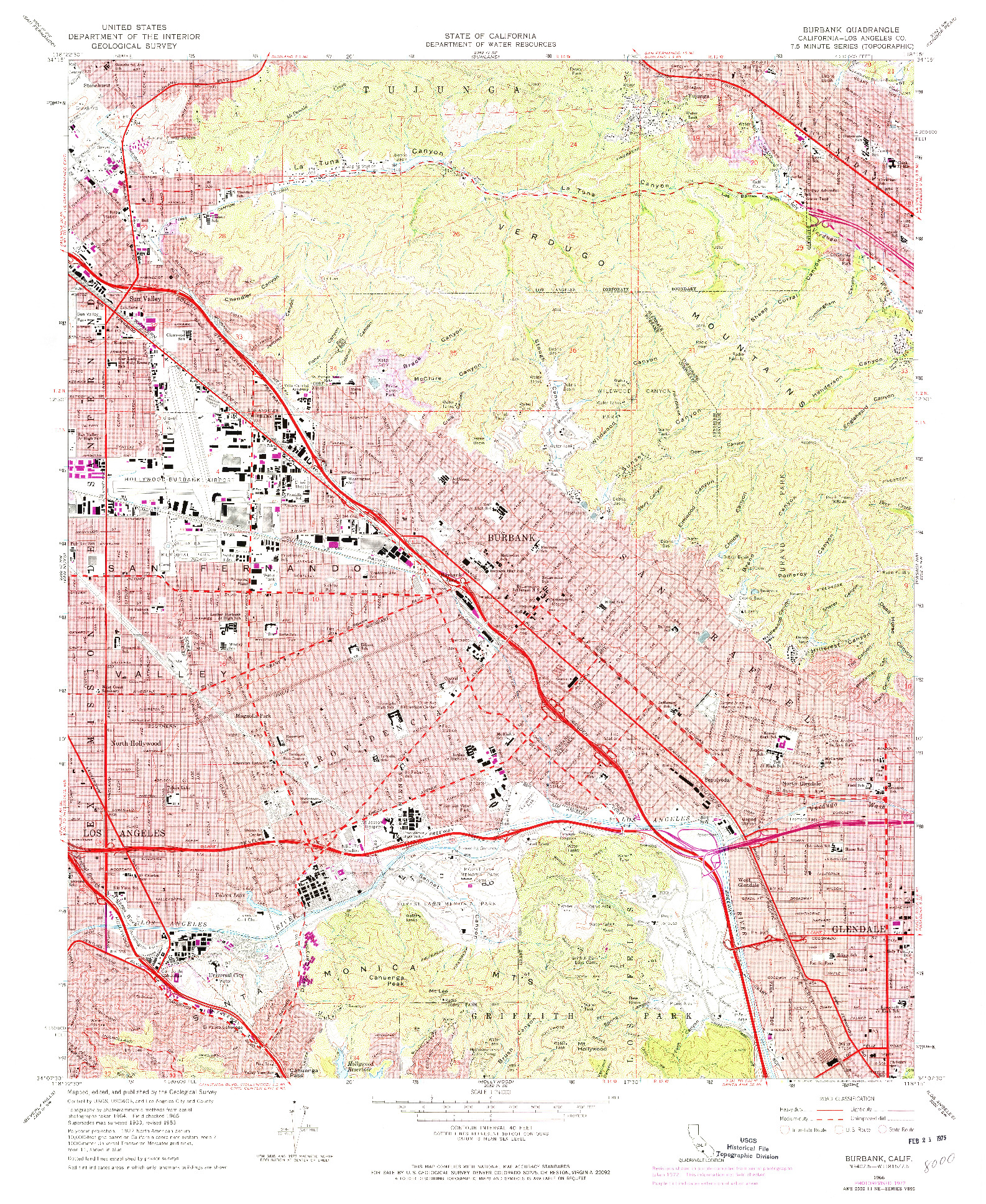 USGS 1:24000-SCALE QUADRANGLE FOR BURBANK, CA 1966