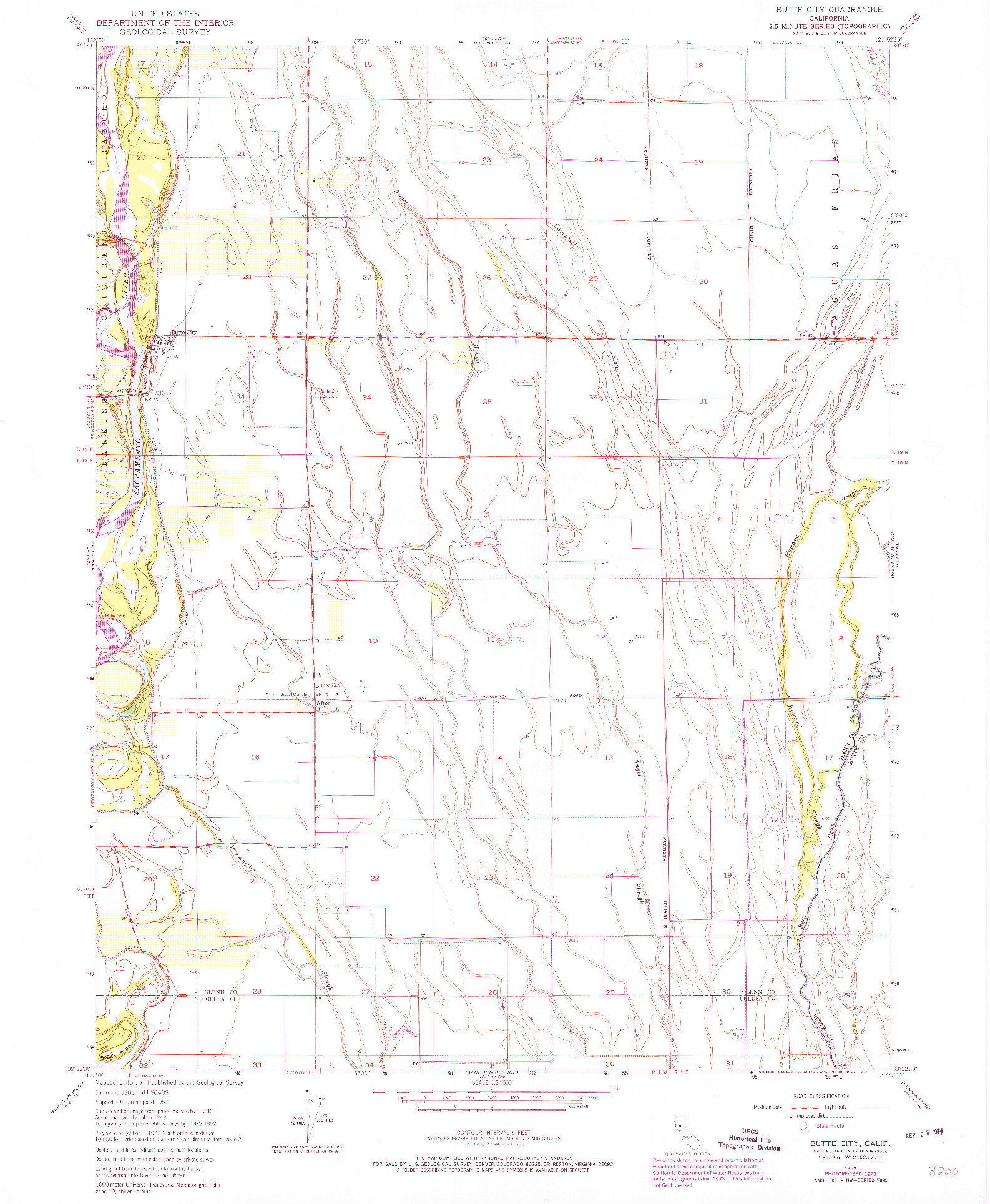 USGS 1:24000-SCALE QUADRANGLE FOR BUTTE CITY, CA 1952