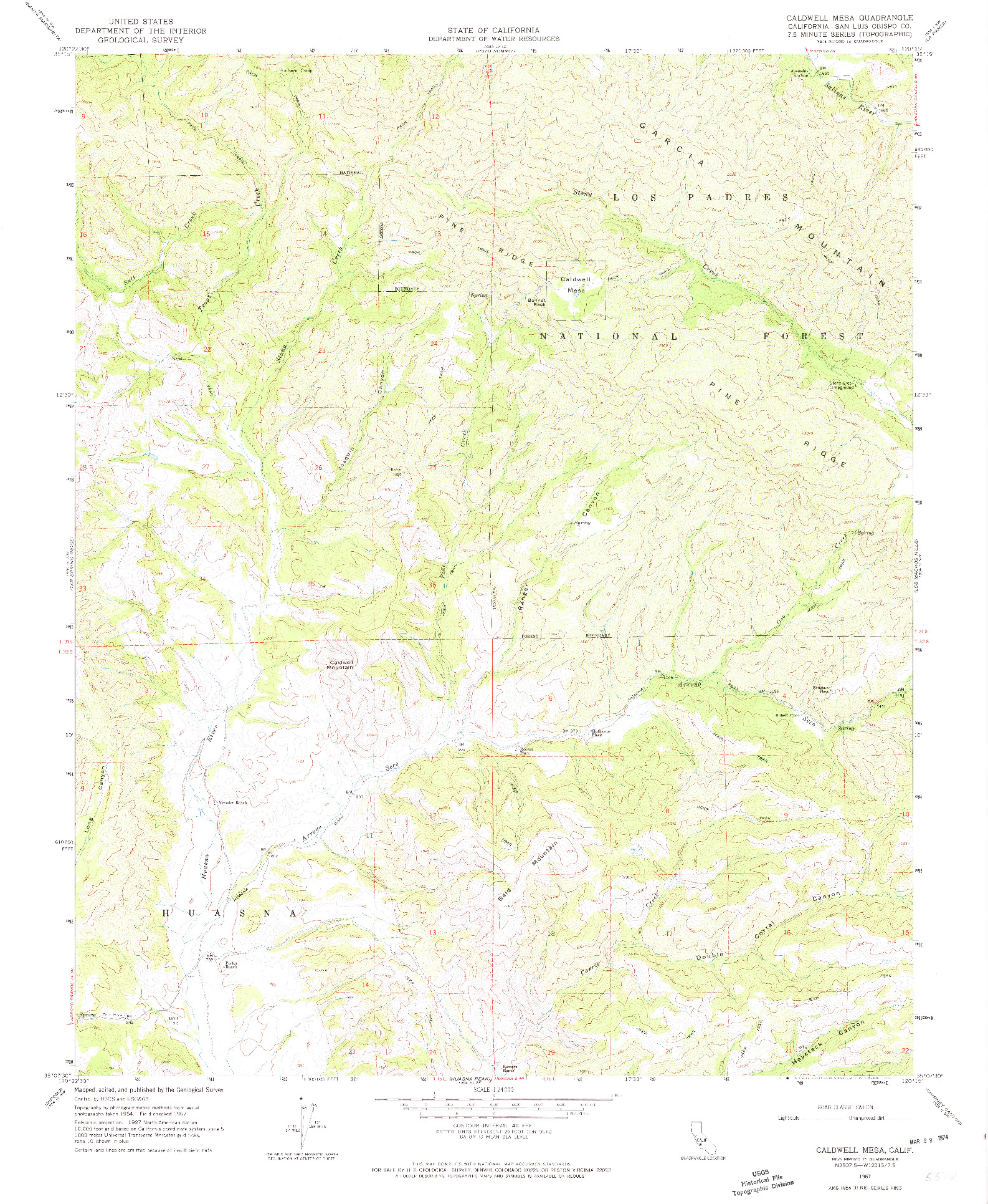 USGS 1:24000-SCALE QUADRANGLE FOR CALDWELL MESA, CA 1967