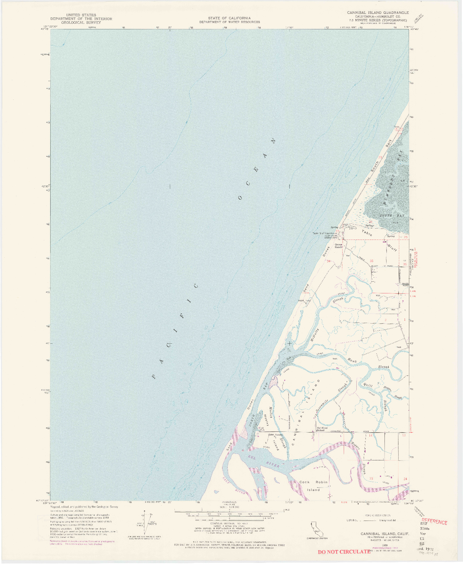 USGS 1:24000-SCALE QUADRANGLE FOR CANNIBAL ISLAND, CA 1959