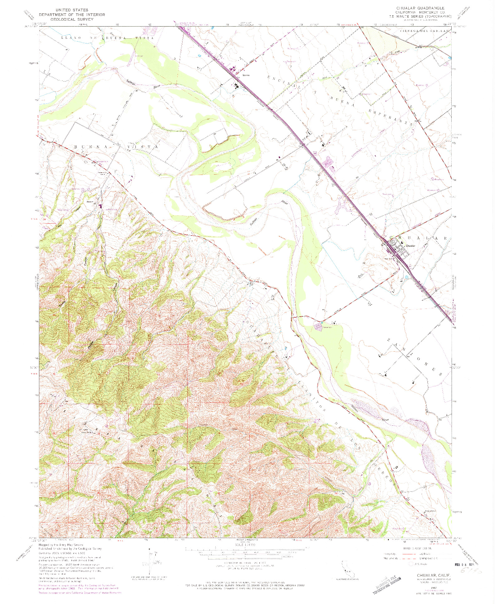 USGS 1:24000-SCALE QUADRANGLE FOR CHUALAR, CA 1947
