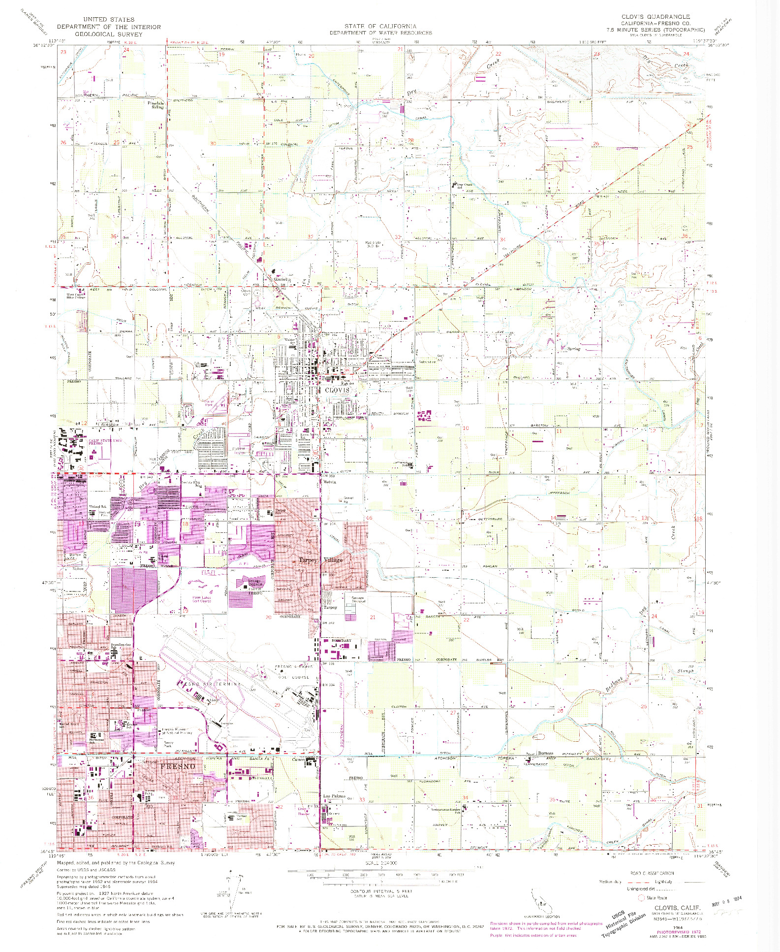 USGS 1:24000-SCALE QUADRANGLE FOR CLOVIS, CA 1964