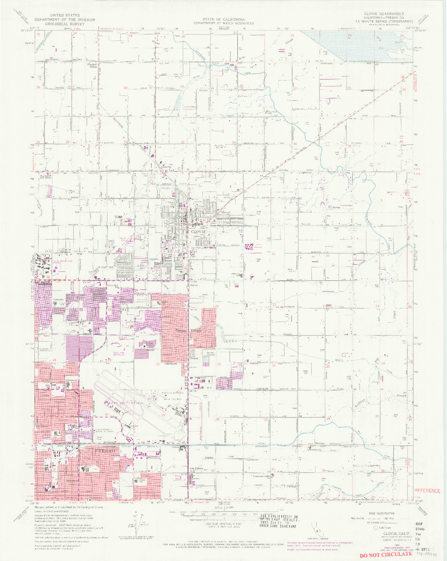 USGS 1:24000-SCALE QUADRANGLE FOR CLOVIS, CA 1964