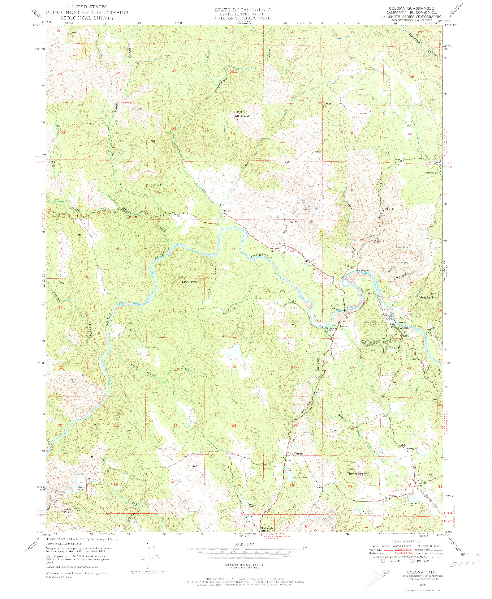 USGS 1:24000-SCALE QUADRANGLE FOR COLOMA, CA 1949