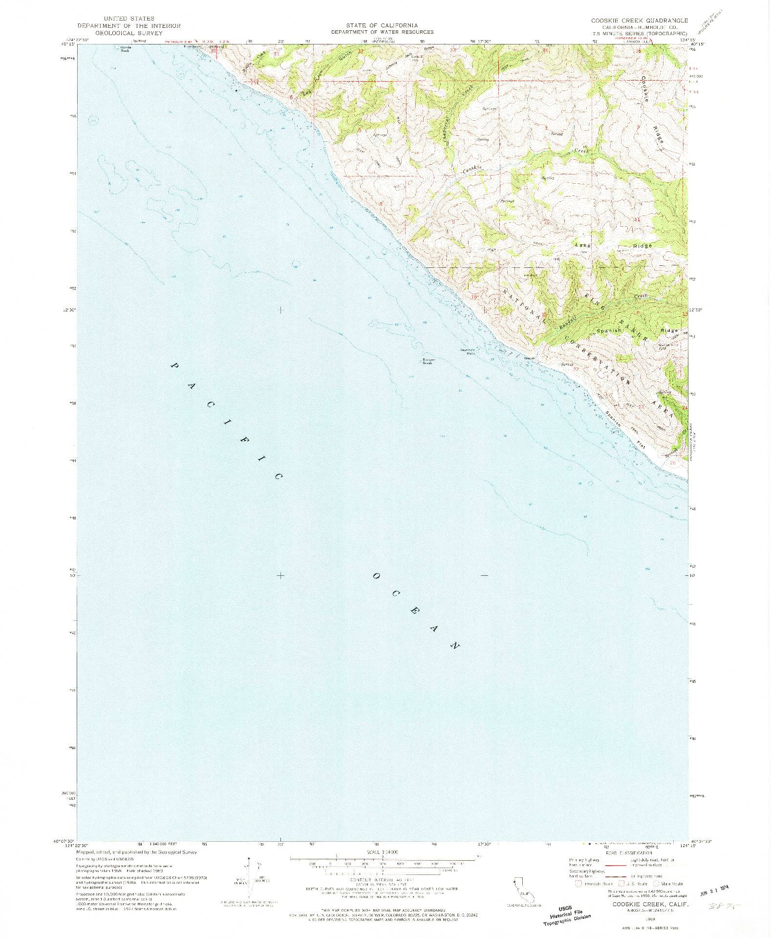 USGS 1:24000-SCALE QUADRANGLE FOR COOSKIE CREEK, CA 1969