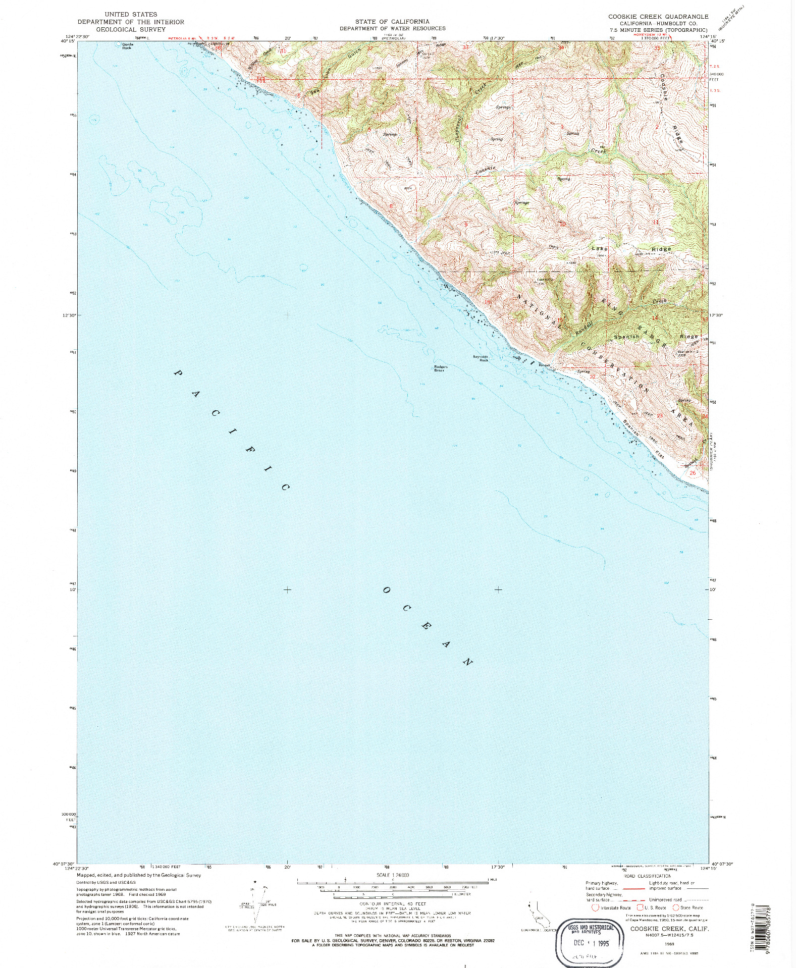 USGS 1:24000-SCALE QUADRANGLE FOR COOSKIE CREEK, CA 1969