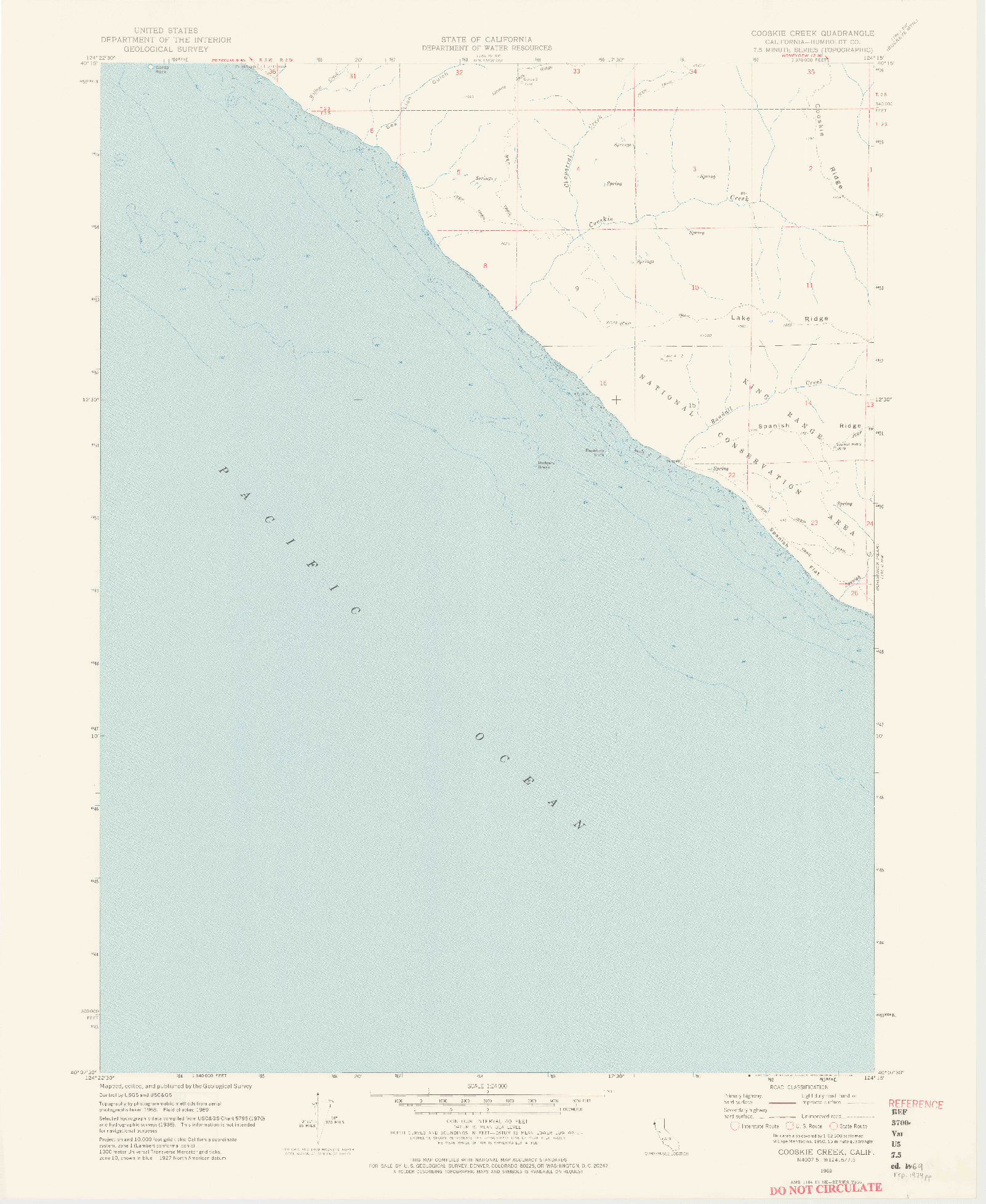 USGS 1:24000-SCALE QUADRANGLE FOR COOSKIE CREEK, CA 1969