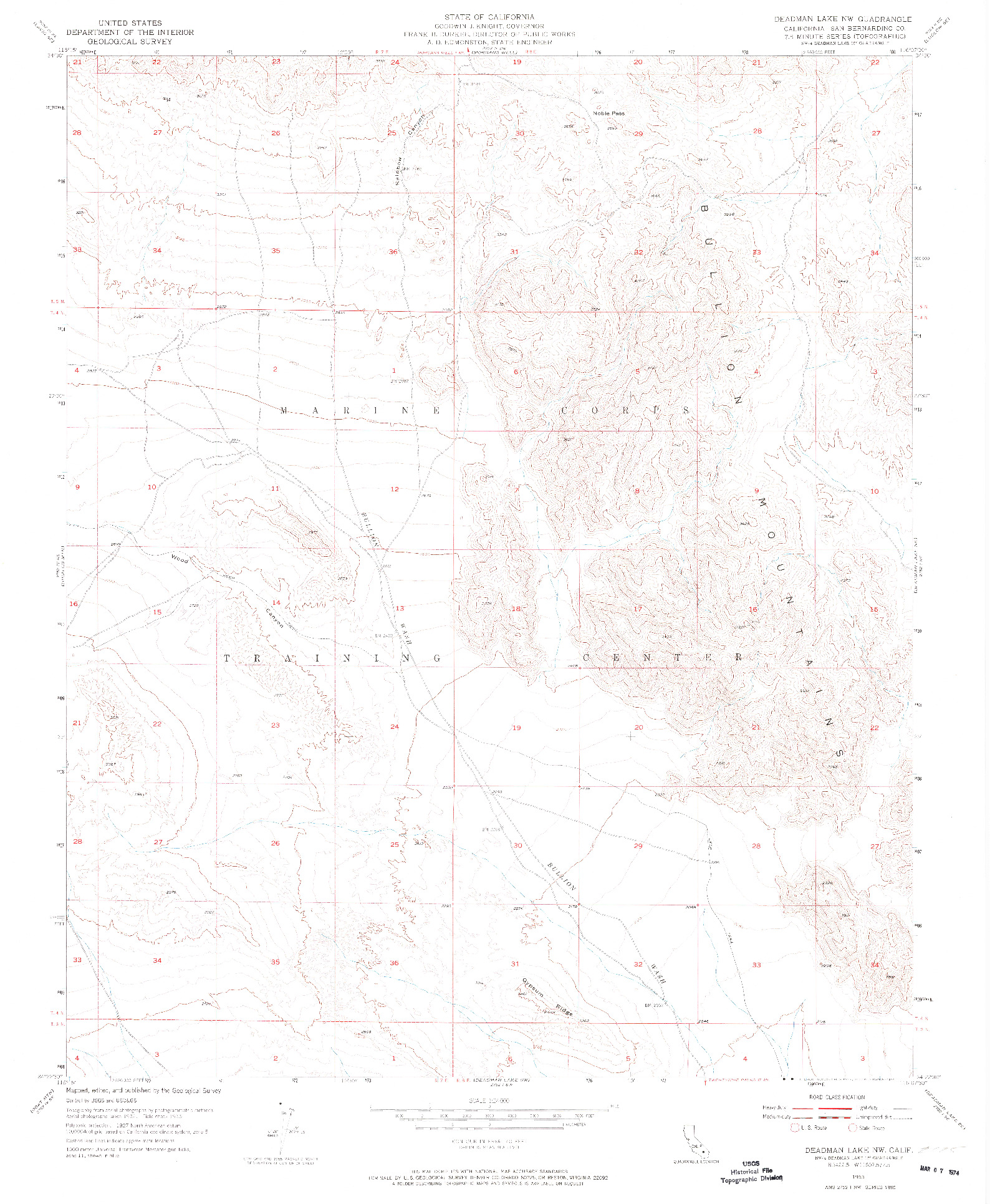 USGS 1:24000-SCALE QUADRANGLE FOR DEADMAN LAKE NW, CA 1955