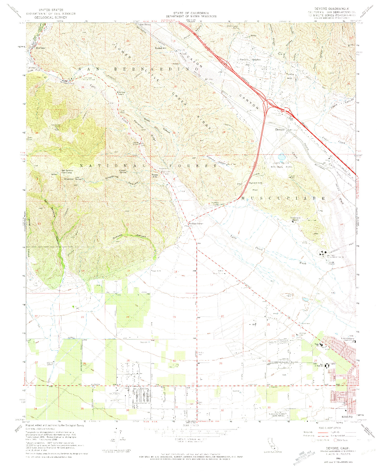 USGS 1:24000-SCALE QUADRANGLE FOR DEVORE, CA 1966