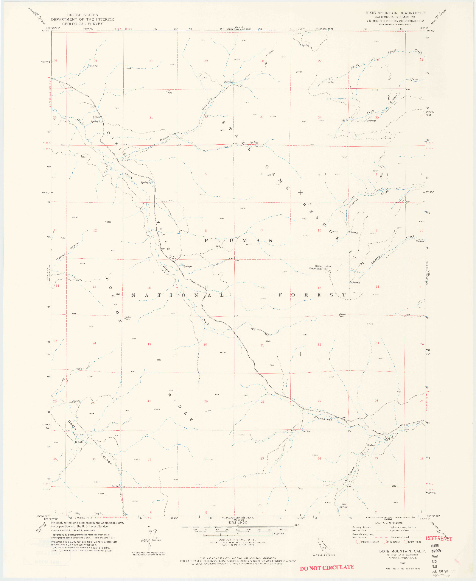 USGS 1:24000-SCALE QUADRANGLE FOR DIXIE MOUNTAIN, CA 1972