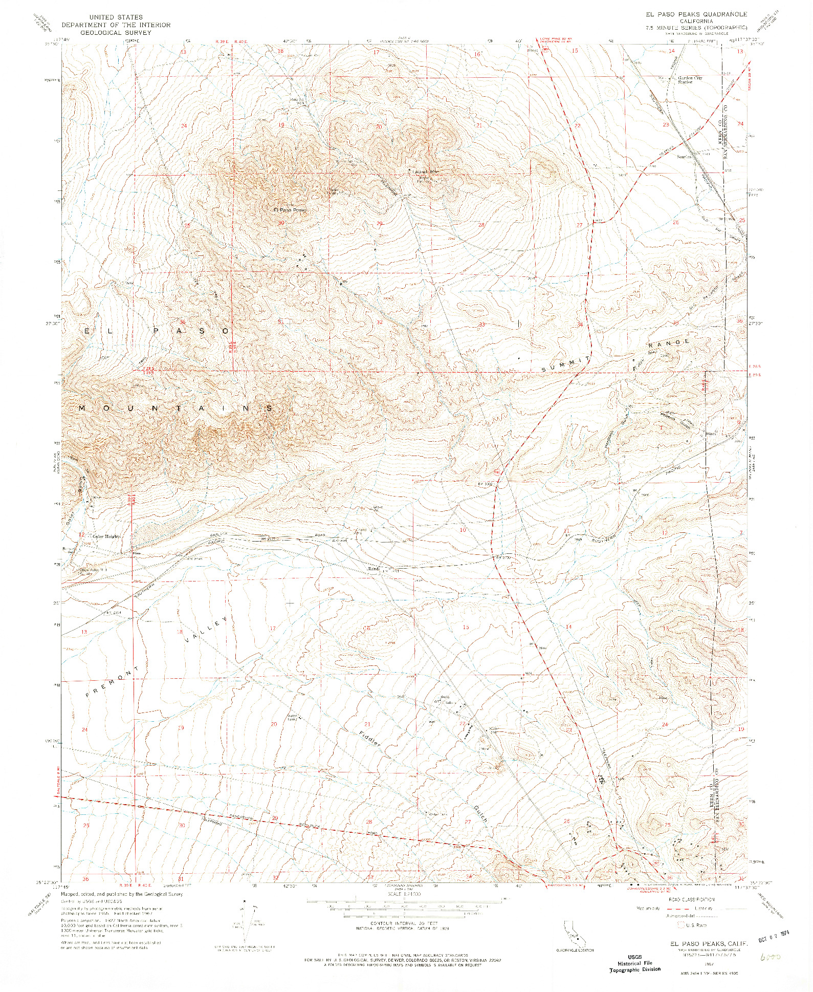 USGS 1:24000-SCALE QUADRANGLE FOR EL PASO PEAKS, CA 1967