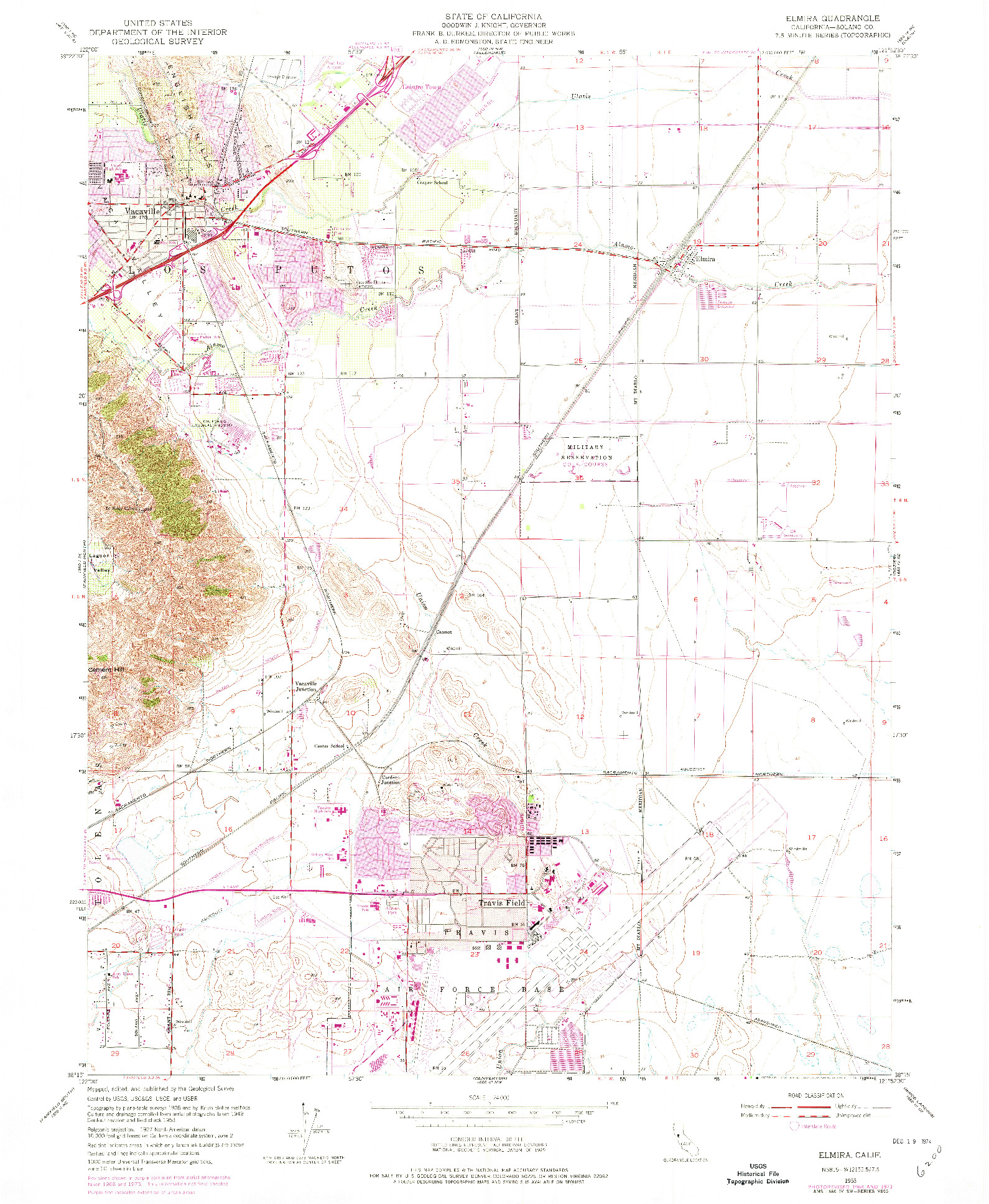 USGS 1:24000-SCALE QUADRANGLE FOR ELMIRA, CA 1953