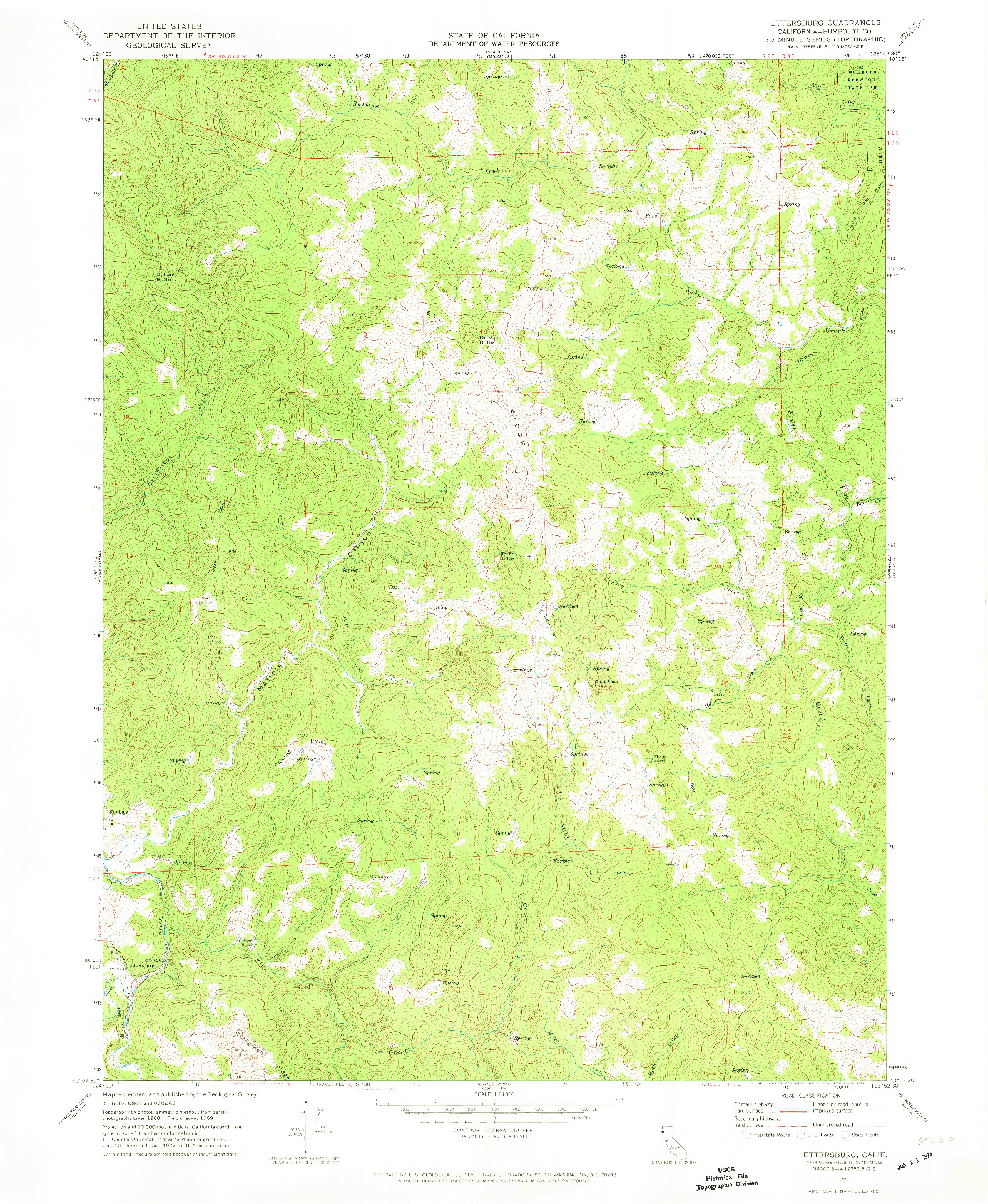 USGS 1:24000-SCALE QUADRANGLE FOR ETTERSBURG, CA 1969