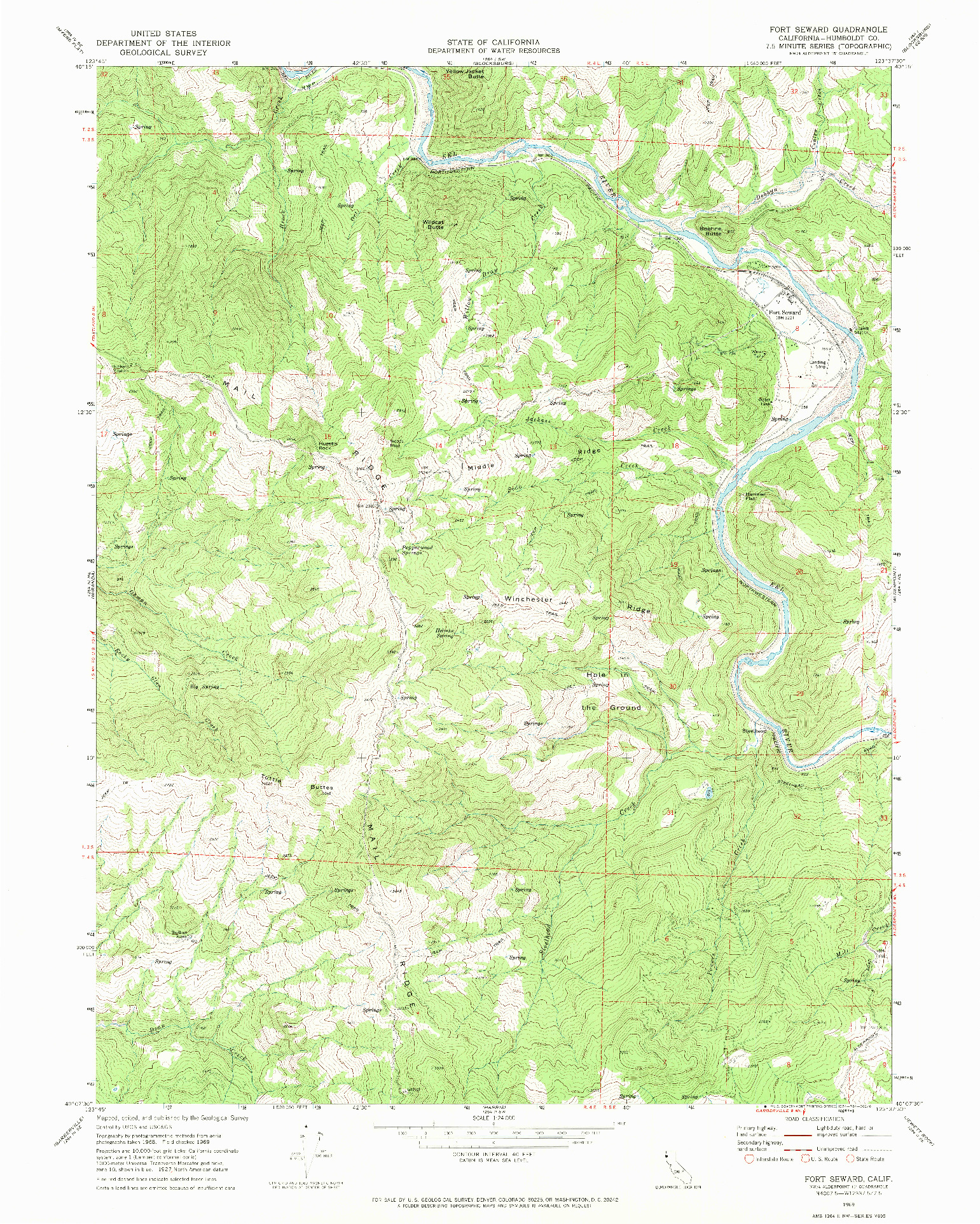 USGS 1:24000-SCALE QUADRANGLE FOR FORT SEWARD, CA 1969