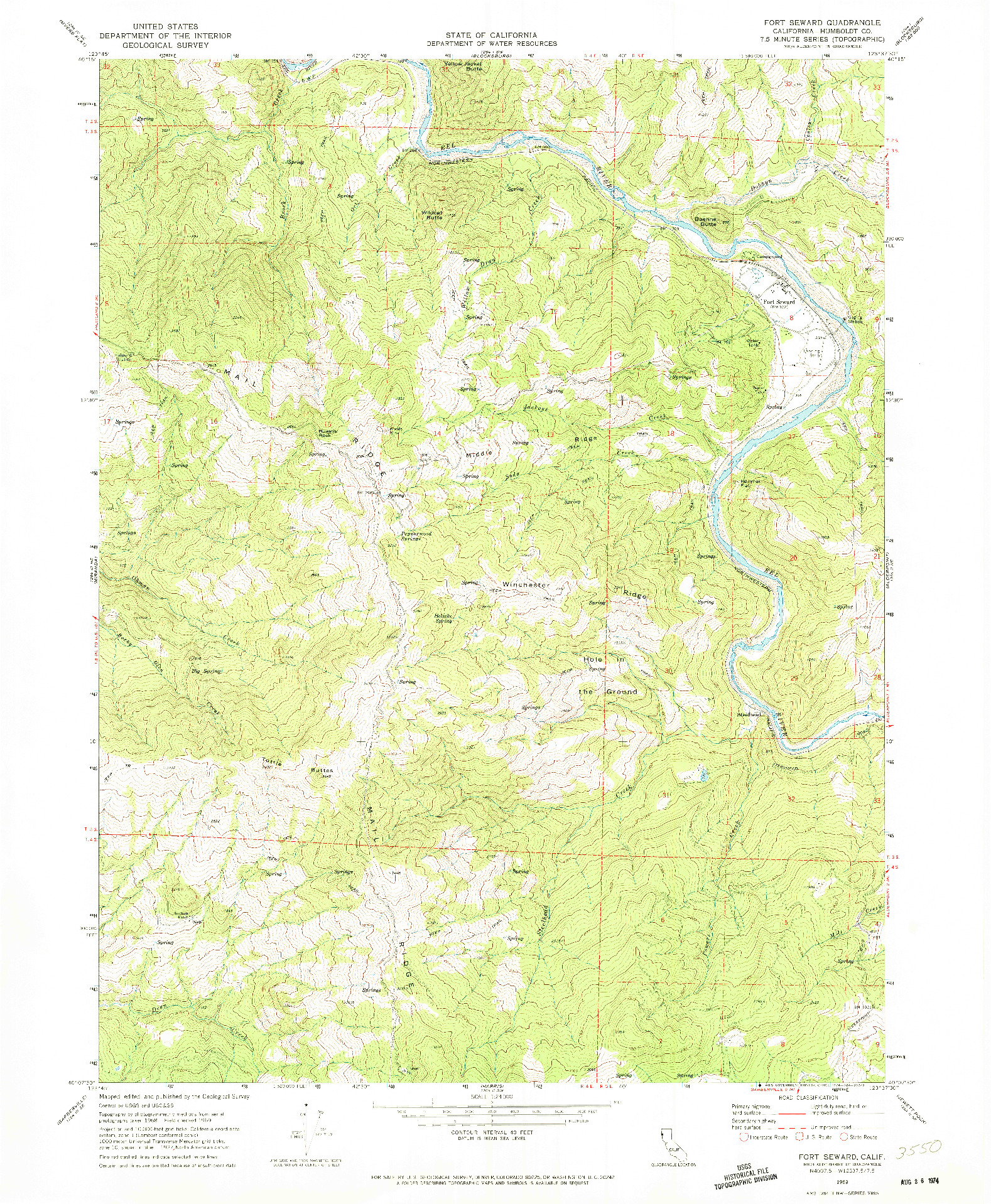 USGS 1:24000-SCALE QUADRANGLE FOR FORT SEWARD, CA 1969