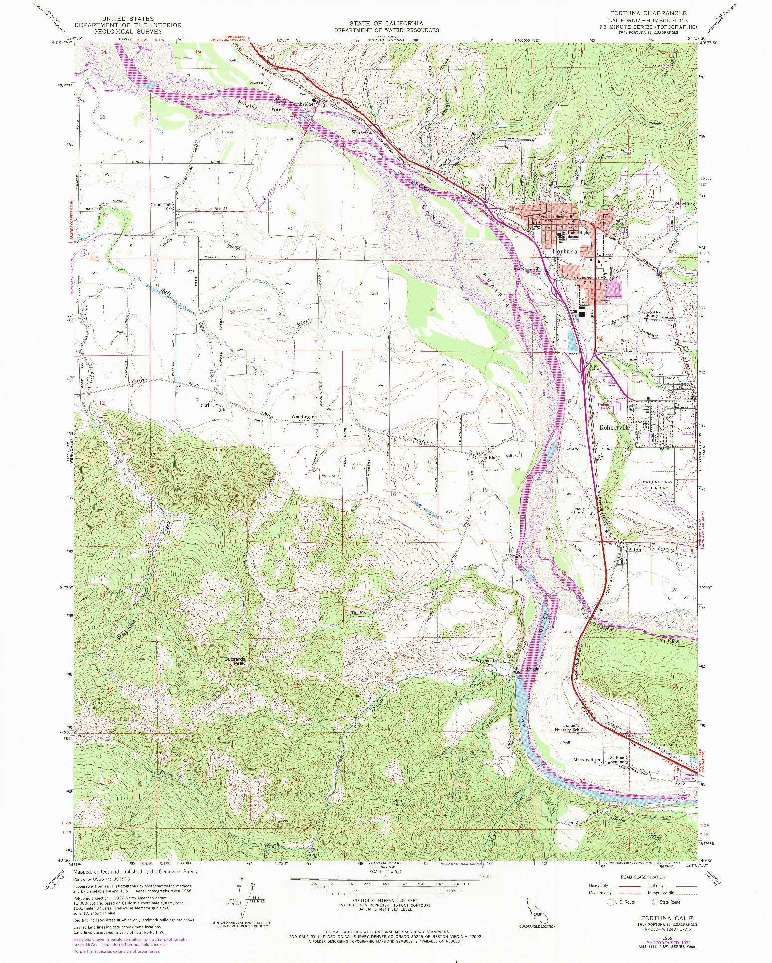 USGS 1:24000-SCALE QUADRANGLE FOR FORTUNA, CA 1959