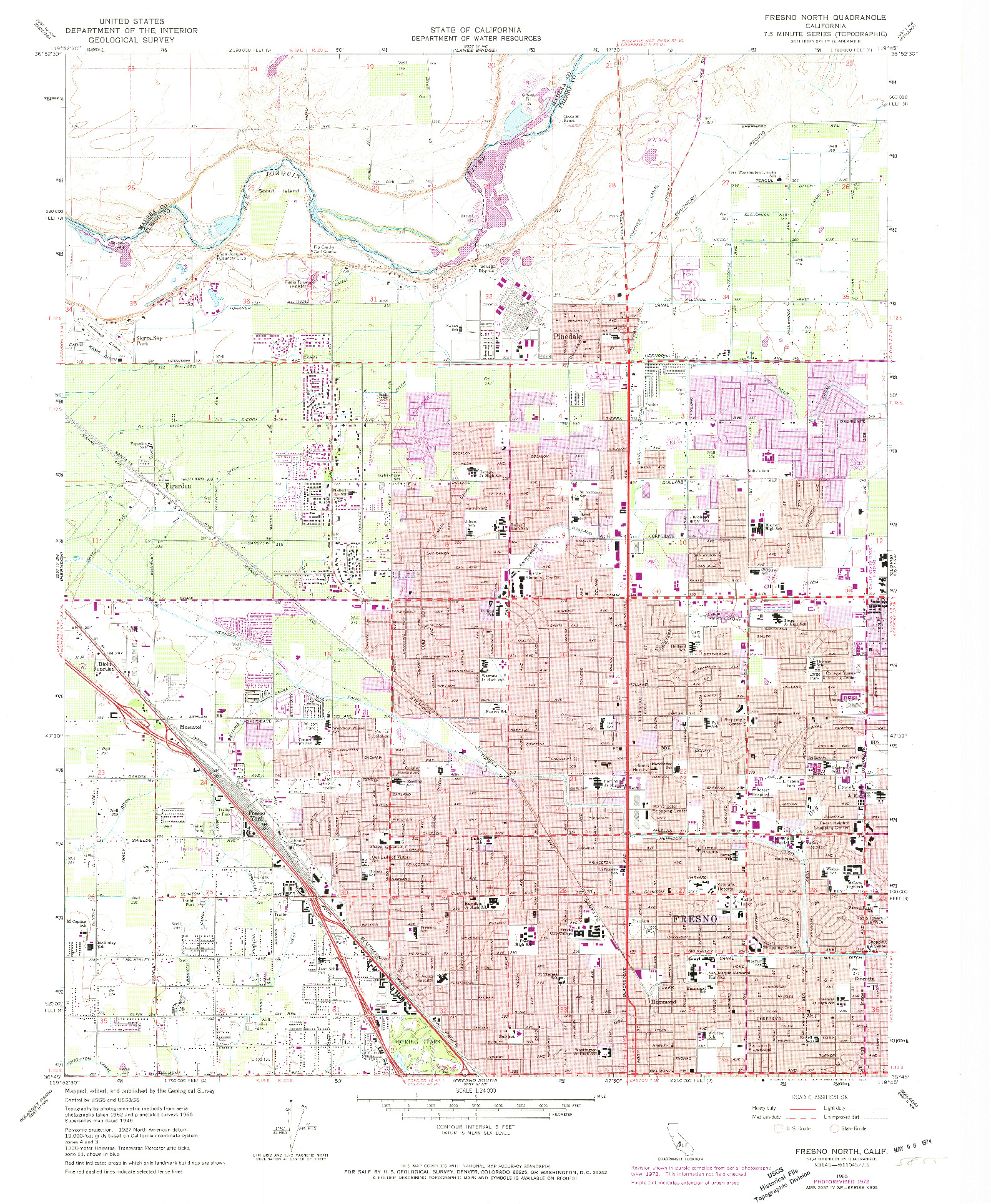 USGS 1:24000-SCALE QUADRANGLE FOR FRESNO NORTH, CA 1965