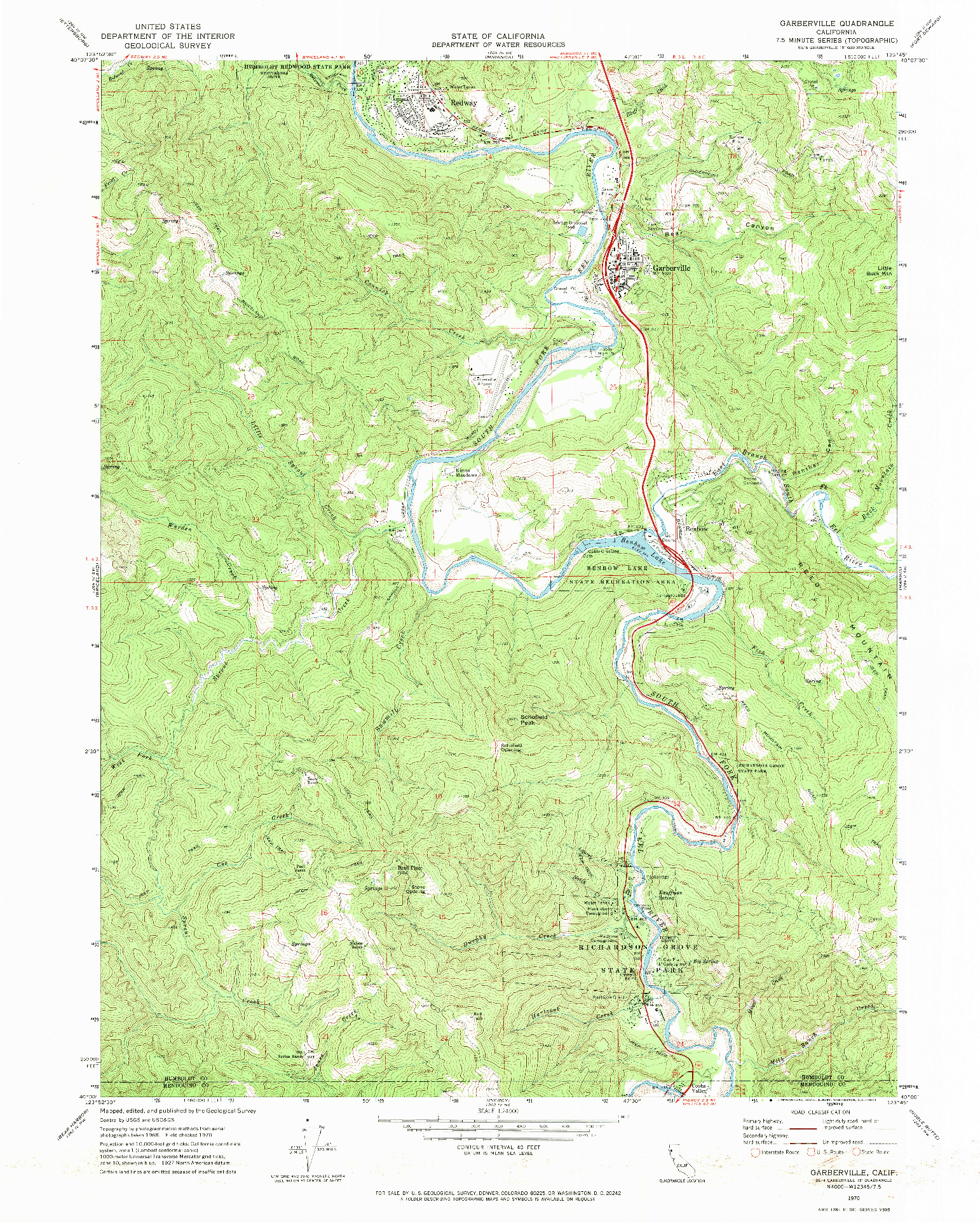 USGS 1:24000-SCALE QUADRANGLE FOR GARBERVILLE, CA 1970