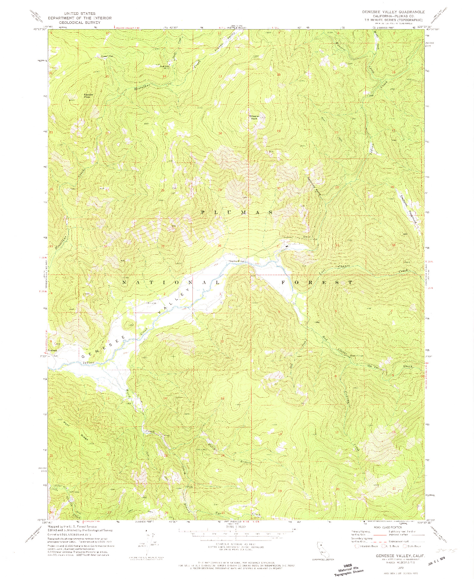 USGS 1:24000-SCALE QUADRANGLE FOR GENESEE VALLEY, CA 1972
