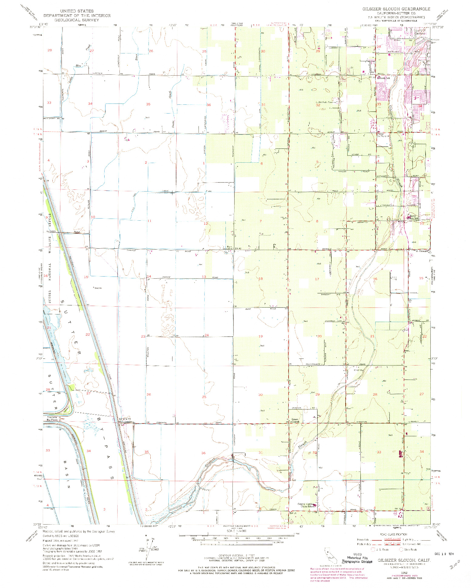 USGS 1:24000-SCALE QUADRANGLE FOR GILSIZER SLOUGH, CA 1952