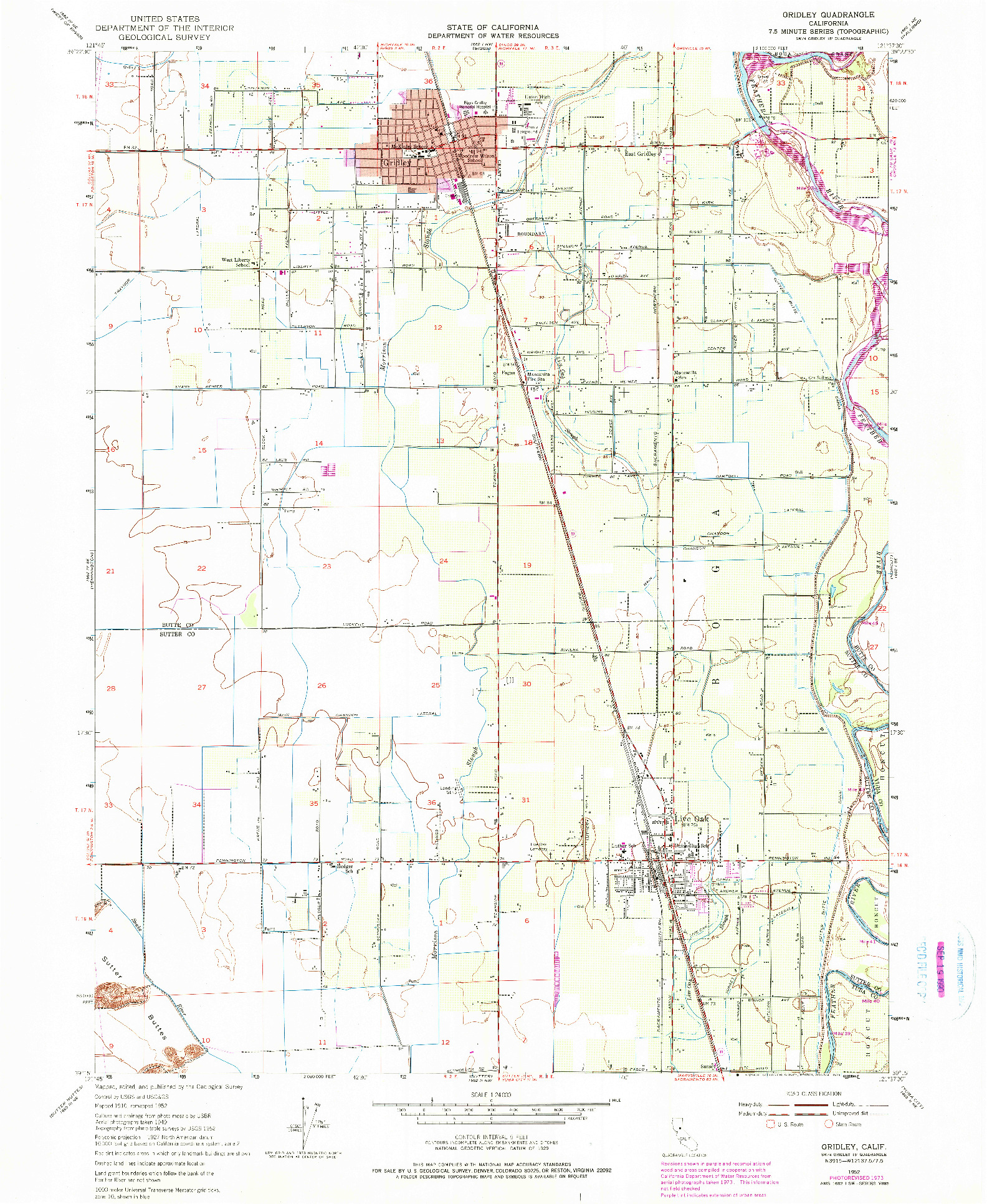 USGS 1:24000-SCALE QUADRANGLE FOR GRIDLEY, CA 1952