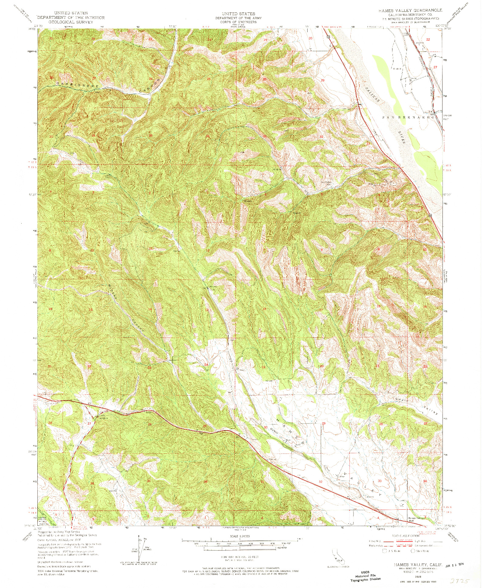 USGS 1:24000-SCALE QUADRANGLE FOR HAMES VALLEY, CA 1949