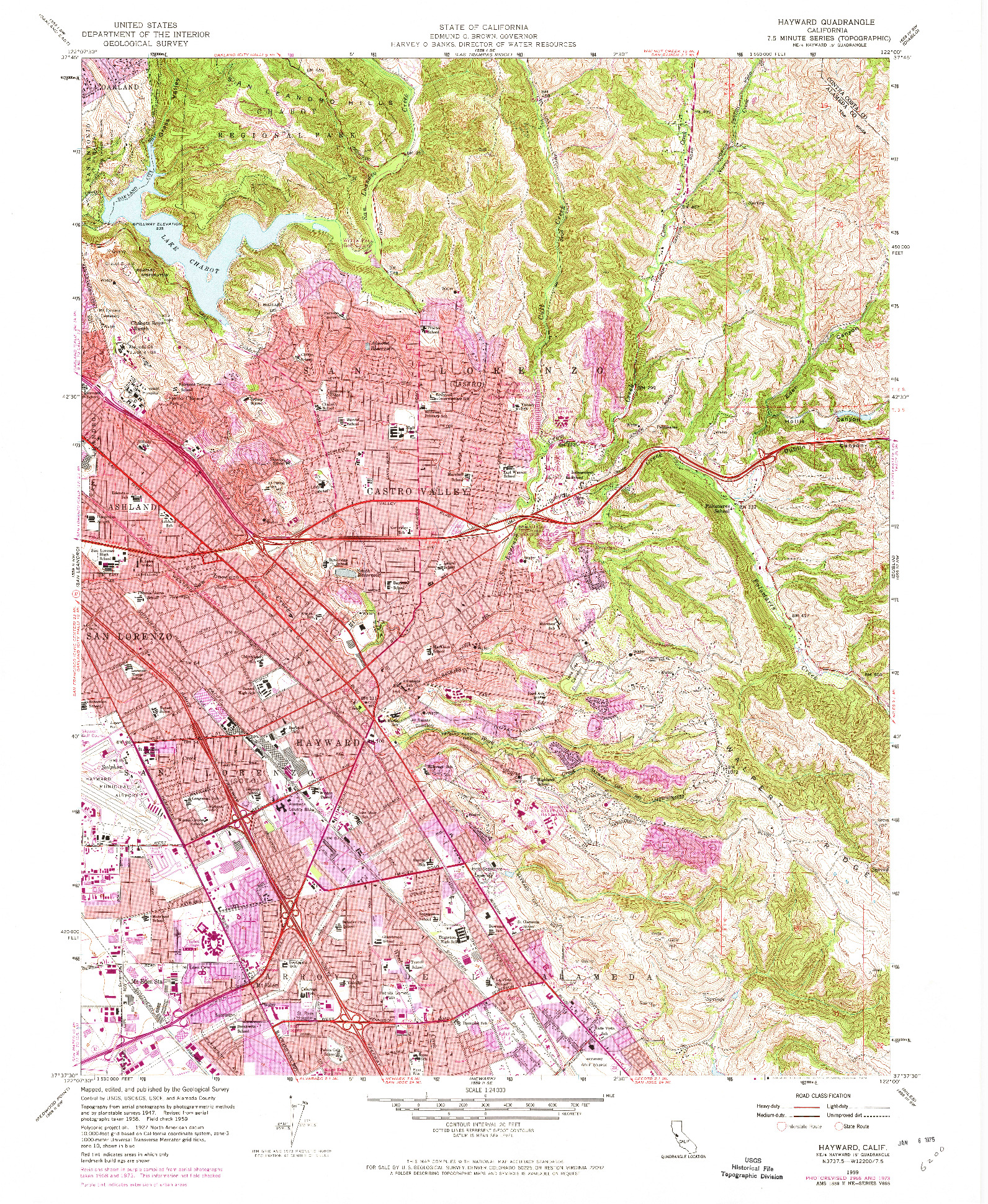 USGS 1:24000-SCALE QUADRANGLE FOR HAYWARD, CA 1959