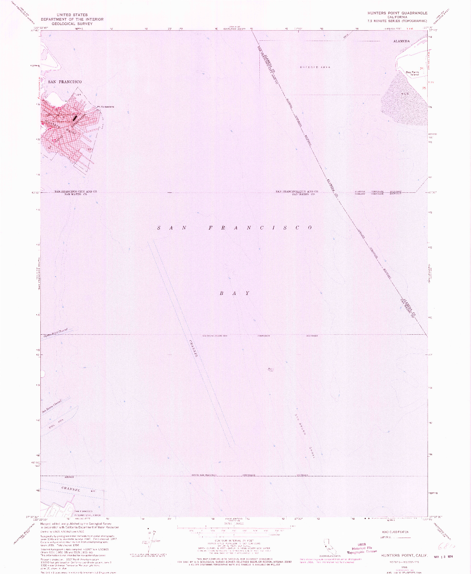 USGS 1:24000-SCALE QUADRANGLE FOR HUNTERS POINT, CA 1956