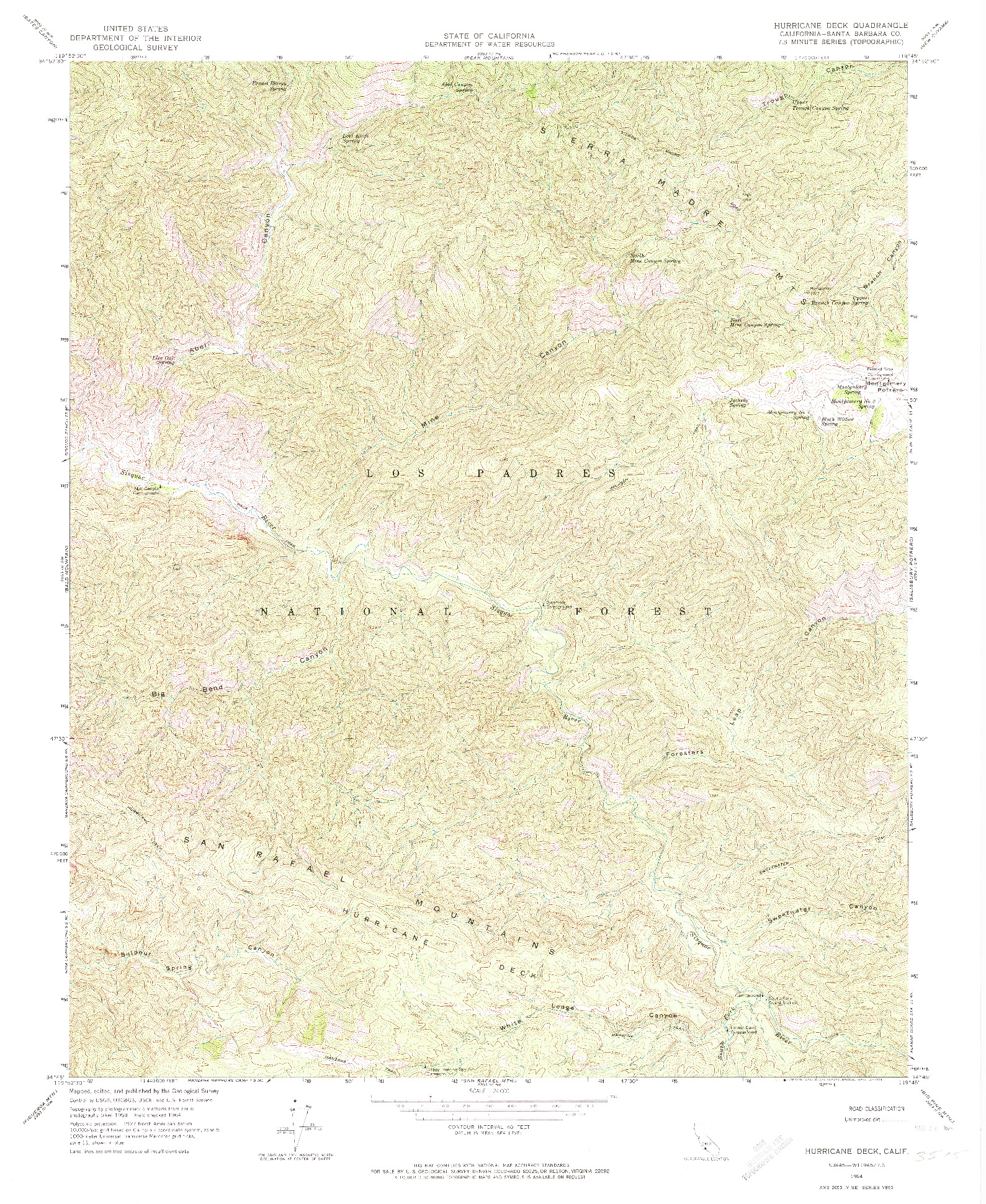 USGS 1:24000-SCALE QUADRANGLE FOR HURRICANE DECK, CA 1964