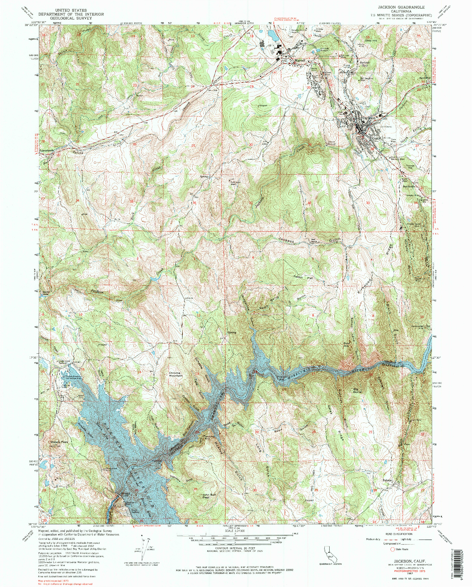 USGS 1:24000-SCALE QUADRANGLE FOR JACKSON, CA 1962