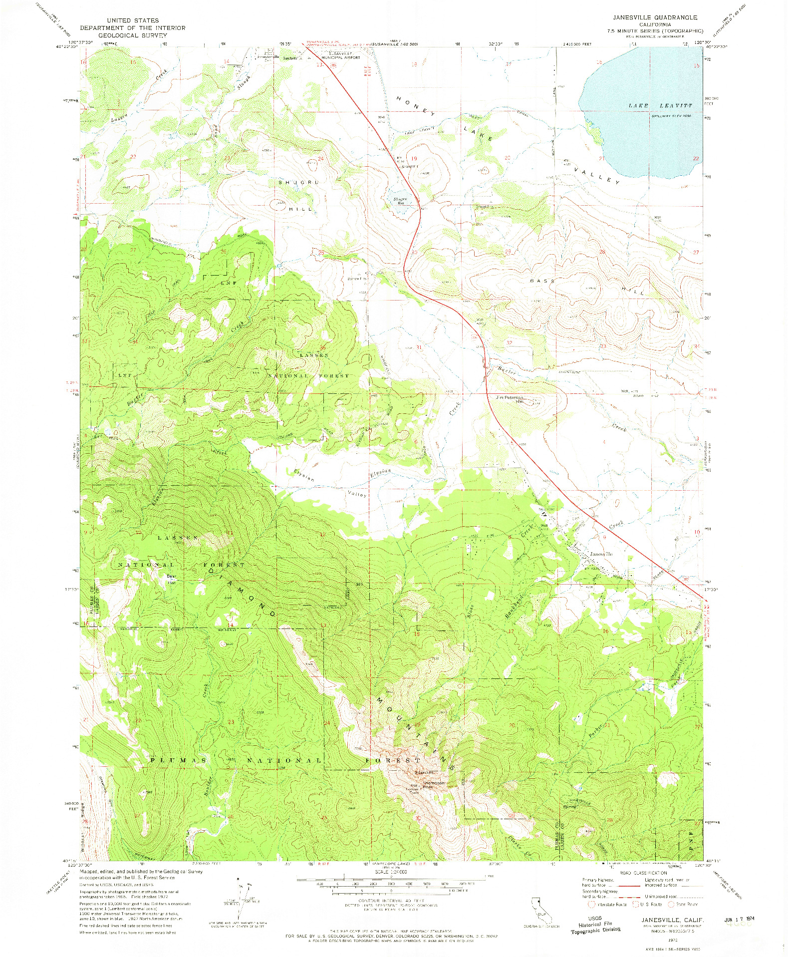 USGS 1:24000-SCALE QUADRANGLE FOR JANESVILLE, CA 1972