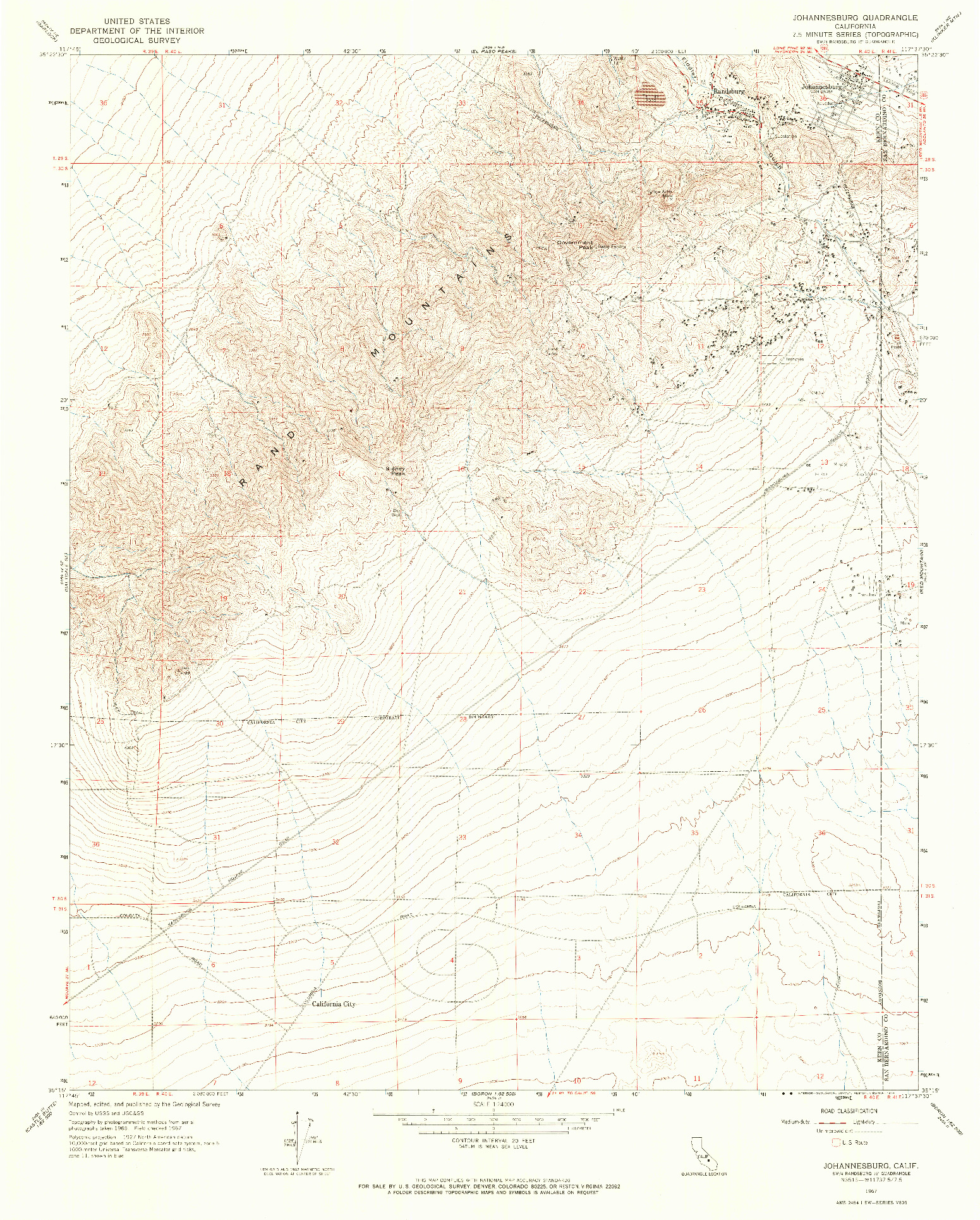 USGS 1:24000-SCALE QUADRANGLE FOR JOHANNESBURG, CA 1967